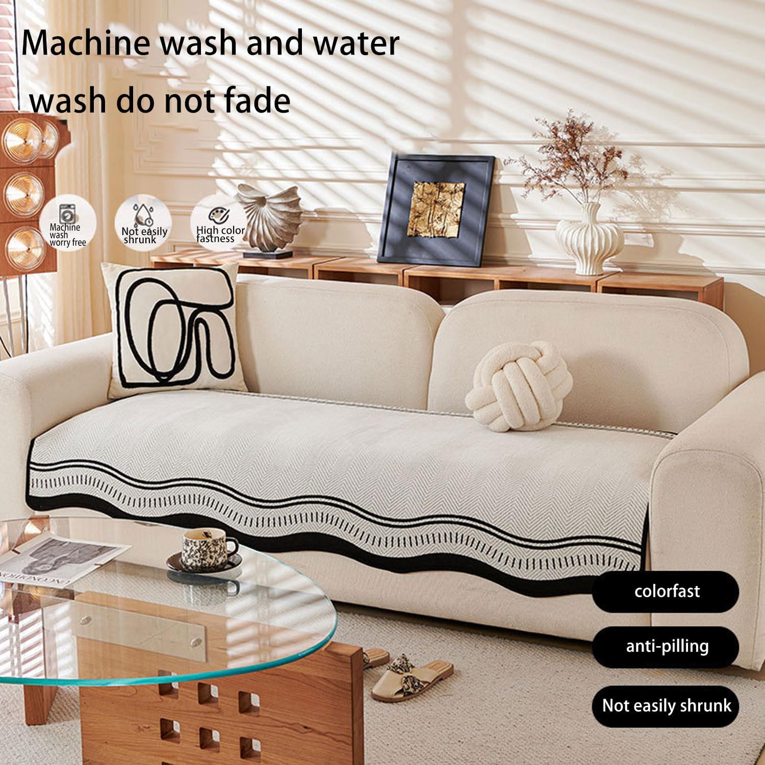 Couch Cover Pet Friendly Dog Mat Washable Protection Cover Suitable for Living Room Sofas Non-Slip Couch Protector Plush Sofa Cover (excluding Pillows)