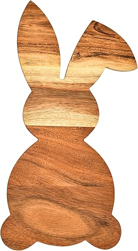 Tabla de cortar de conejo de madera decorativa para cocina, bloque de carnicero de 15 pulgadas de largo x 7 pulgadas de ancho, plato para servir