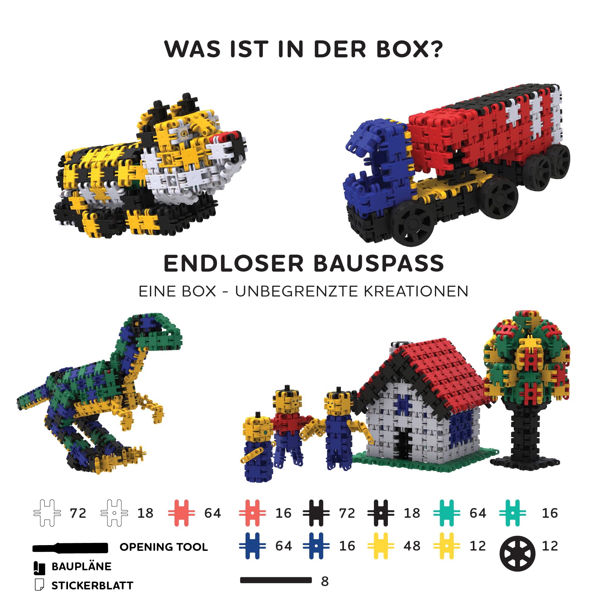Nano Clics Creative Builders 500, Konstruktionsspielzeug für Kinder ab 8 Jahren, kreatives Lernspielzeug im 500-teiligen Set, Bausteine für Mädchen und Jungen, Montessori STEM,dauerhaftes Spielzeug