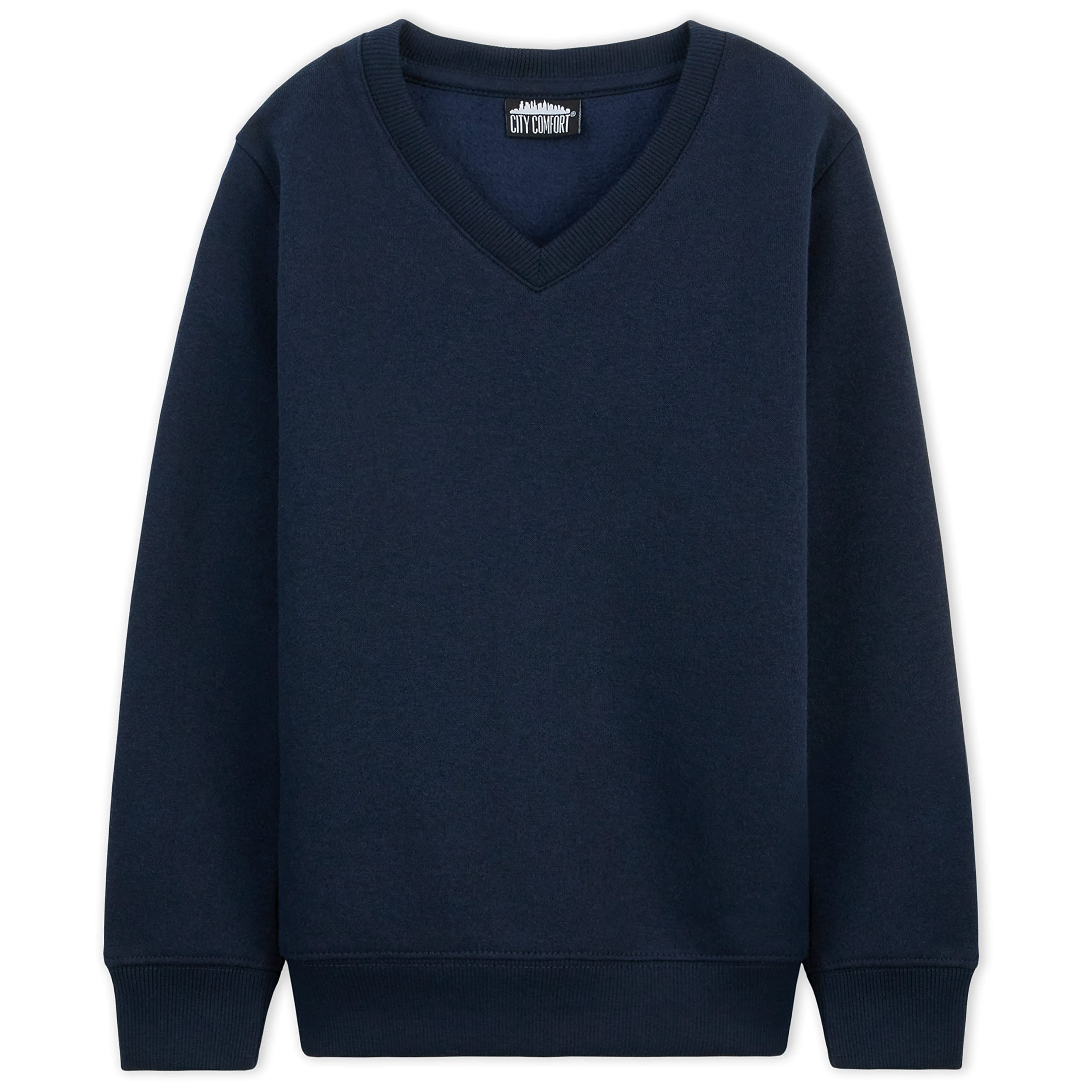 CityComfort Jersey Niño Cuello Pico, Jerséis para Niños 3-14 Años, Sweater niño en Azul Marino o Negro Disponible en Pack de 1 o 2 Unidades, Prenda Clásica y Multiusos