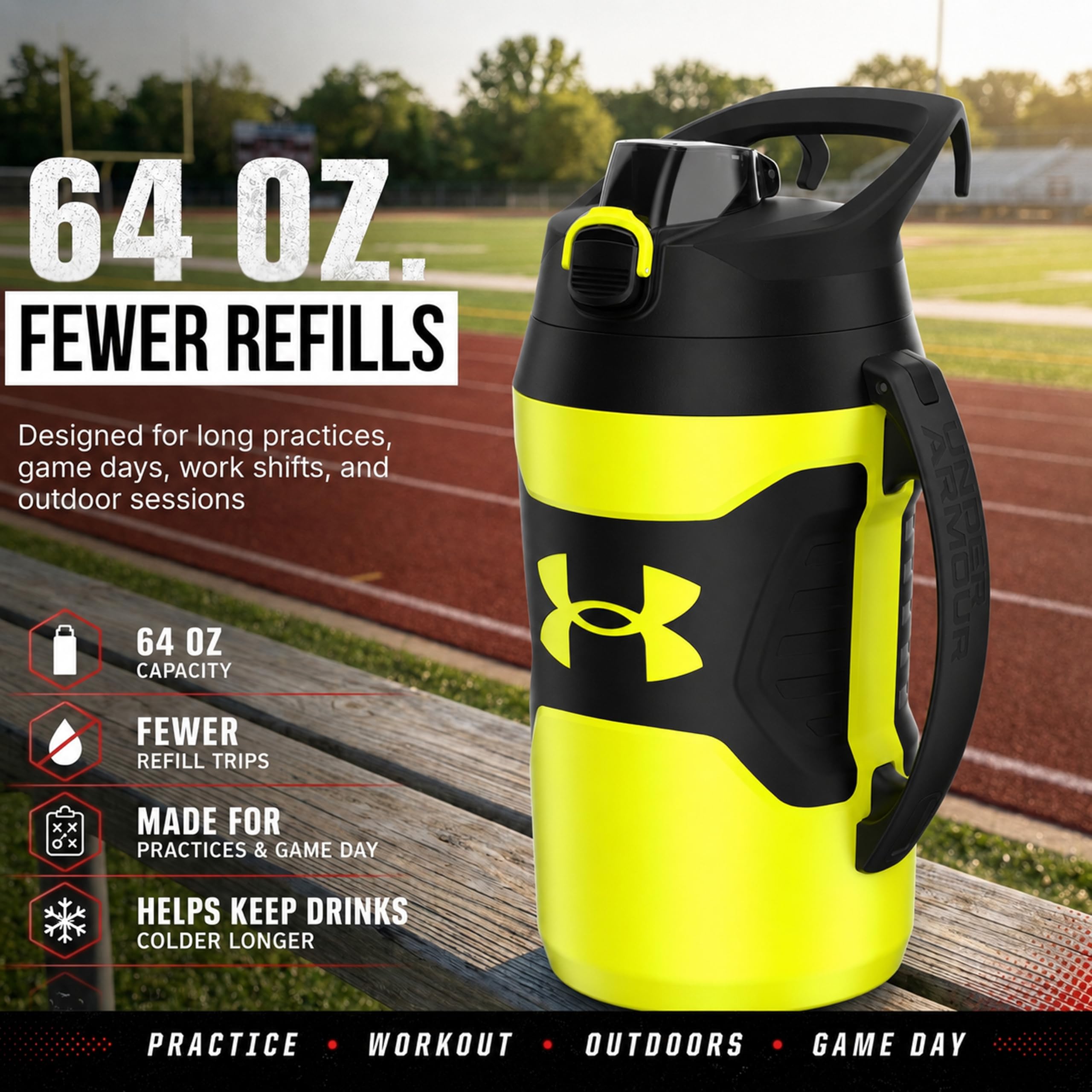 UA - Jarra Playmaker de 64 onzas, color amarillo/negro OSFA