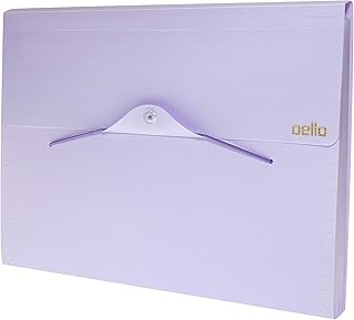 Pasta sanfonada A4 com 12 divisórias Linho serena Lilás pastel 6096.lp Dello