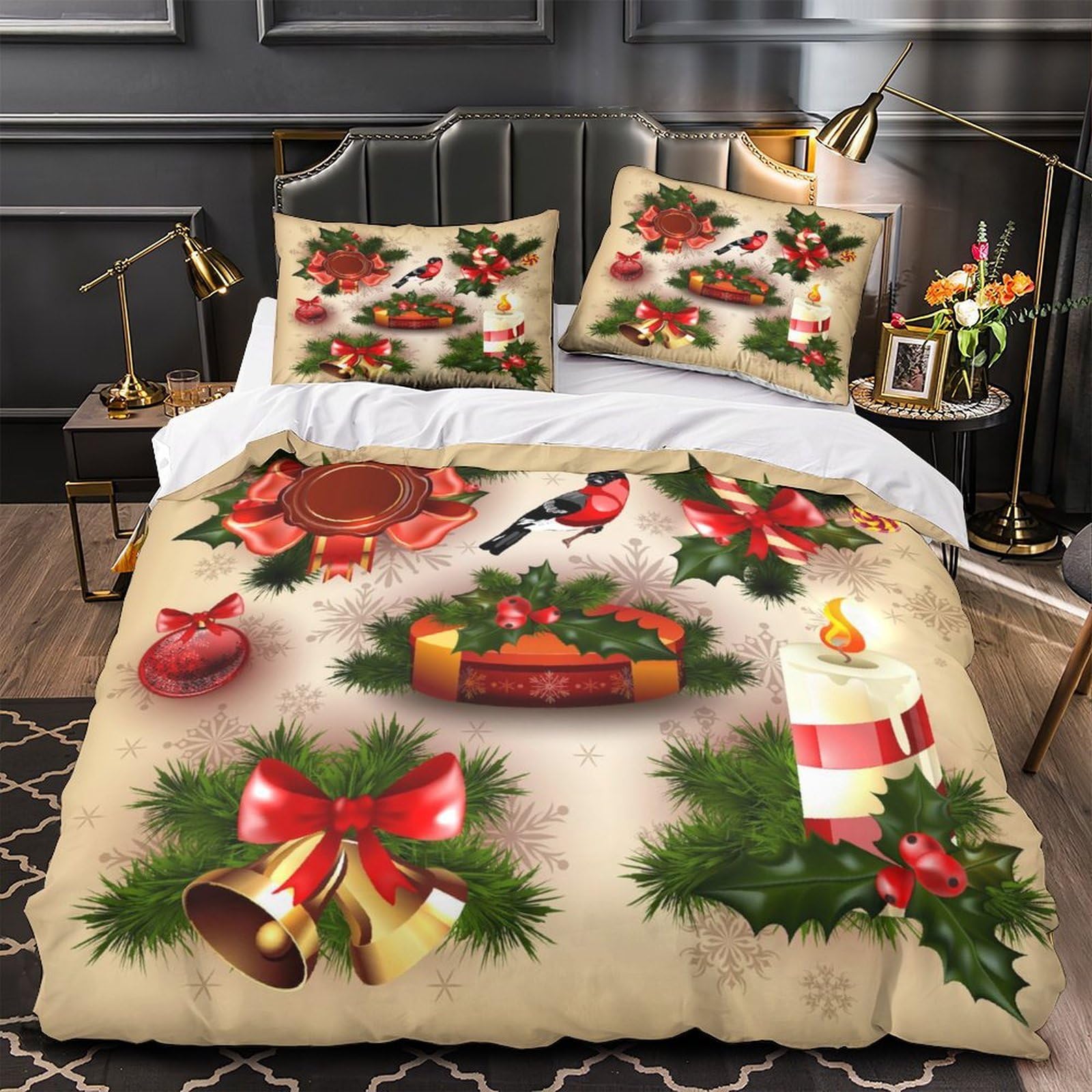 Housse de couette imprimé en 3D confortable fermeture éclair lit double 200x200