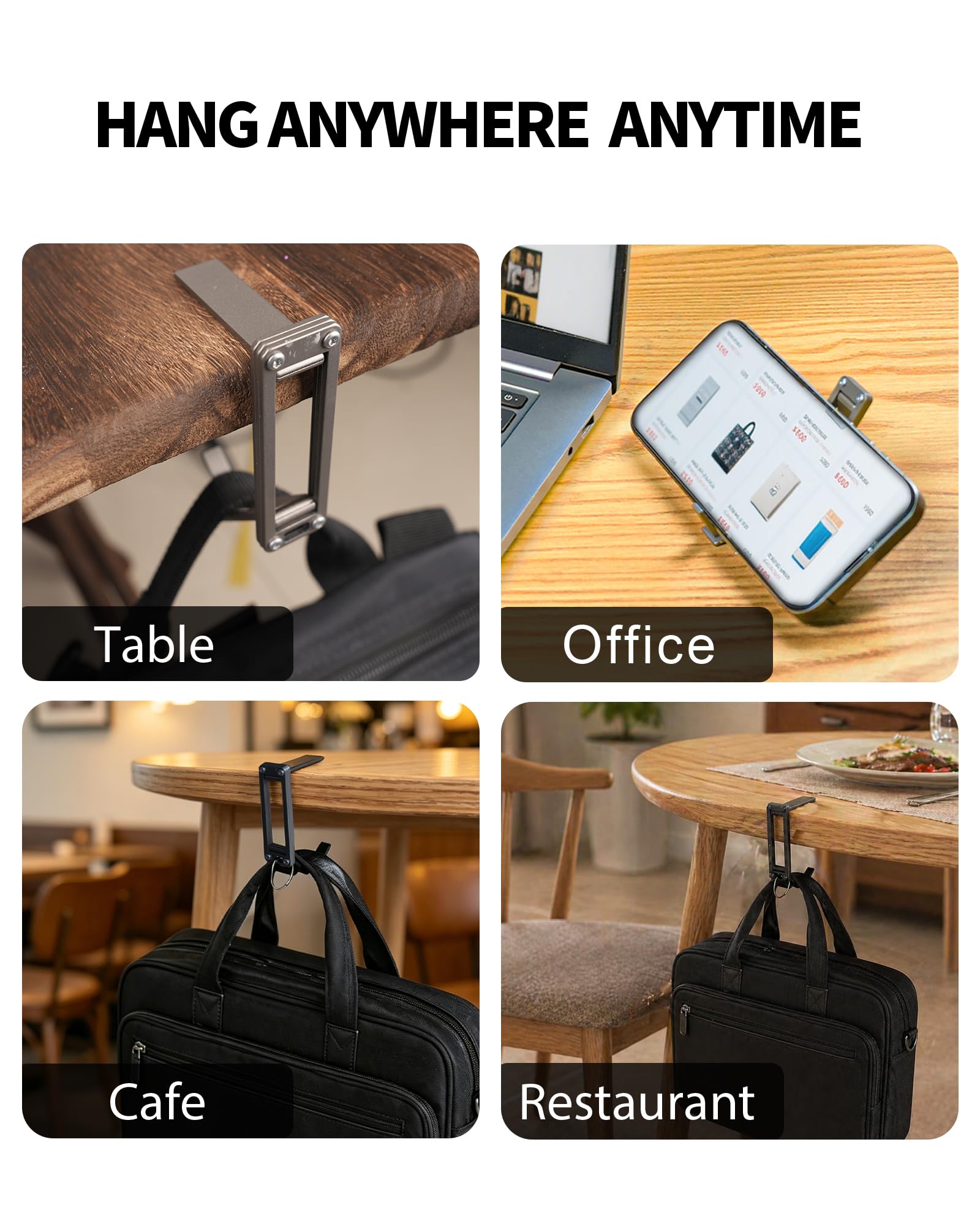 sayram ST5 Titan Soporte de Bolso para Mesa, Gancho Plegable de Mesa para Bolso de Mano, Ligero Gancho de Titanio para Escritorio, Colgador de Bolso de Metal