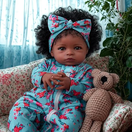 ADFO Lifelike Reborn Baby Dolls, 18-Inch Real Life Black Baby Girl