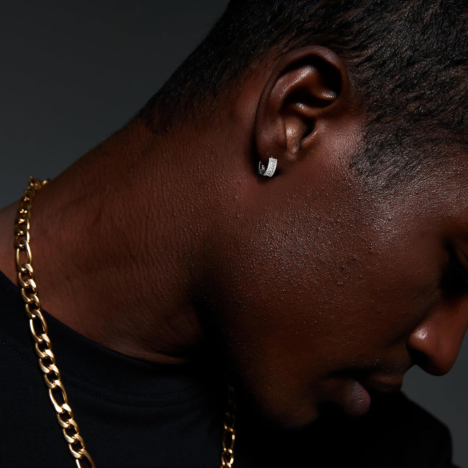 TRUMIUM Earrings For Men Women Cubic Zirconia Hoop Mens Silver Earrings Plated Huggie Cartilage Cuff Hypoallergenic Stud 10mm Round Circle - Image 5