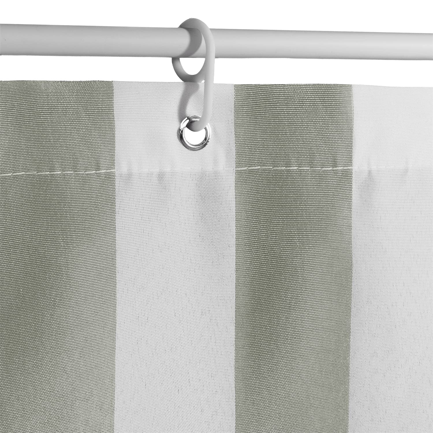 Toldo de sombreo casa Oficina con Kit Ganchos Anillas Tejido Resistente antidesgarros para Exterior Porche balcón Puerta Ventana jardín cenador Lavable Color Gris y Blanco a Rayas 145 x 250 cm (9)