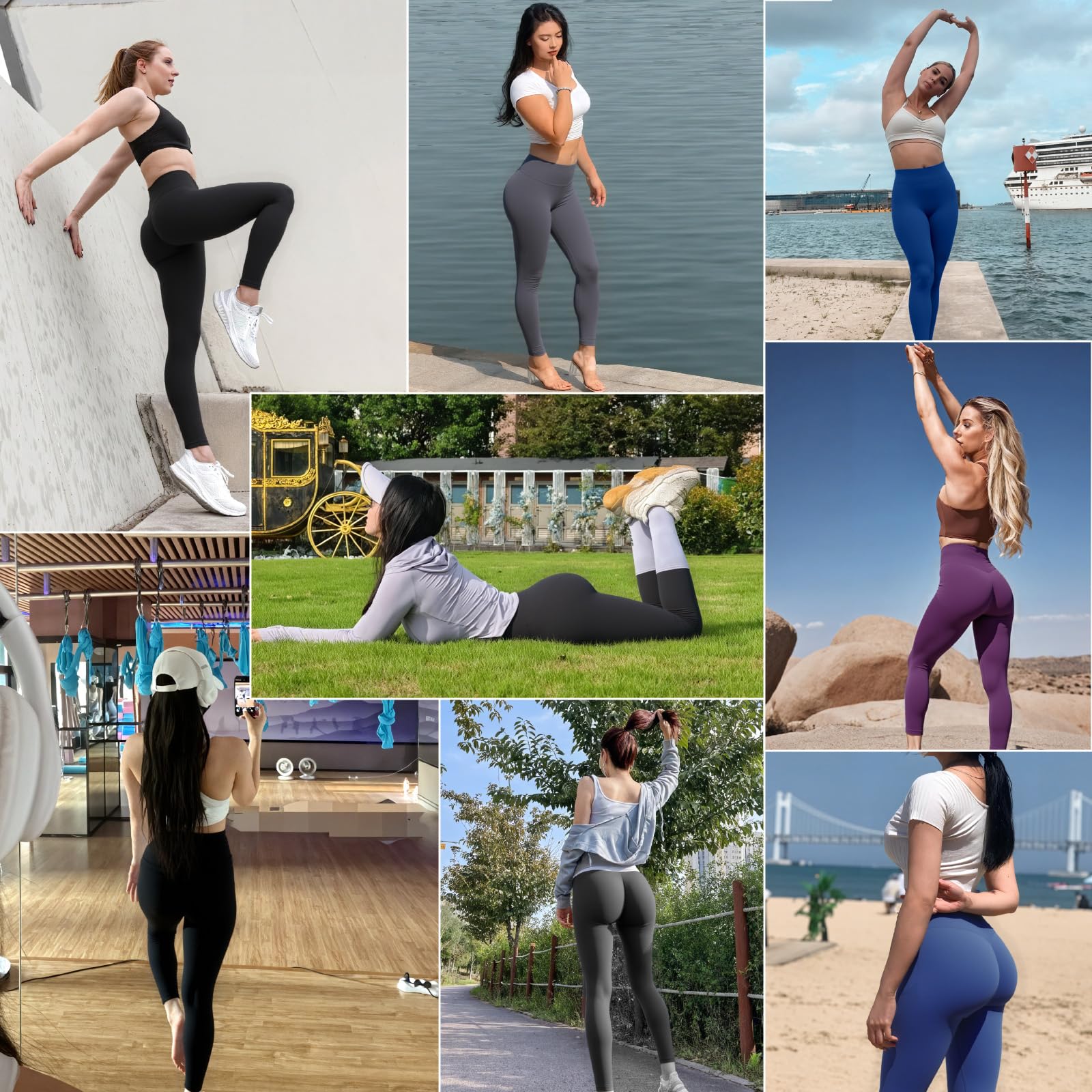 Nlieanuc Leggins Sportivi Donna Push Up - Vita Media Scrunch Pantaloni Anticellulite Pantacollant Fitness Abbigliamento Palestra Yoga