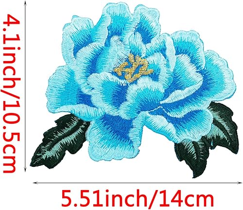 Miniatura 4 de Mini Skater Parche bordado floral de peonía para planchar o coser, parche decorativo para ropa, chaquetas de mezclilla, camisetas, vestidos,