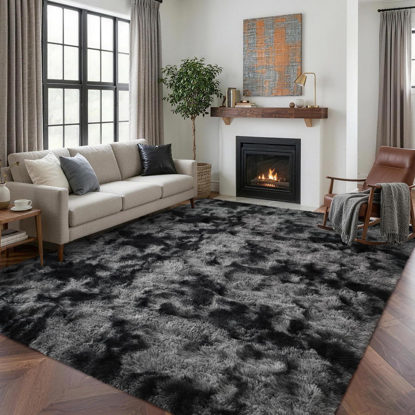 Photo 1 of Lo?utiRoot Home Shag Rug 6' x 9' Dark Grey