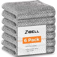 ZIBELL Wire Dish Cloth for Kitchen, Highly Absorbent Steel Wire Dish Cloth, Non Scratch Dish Wash Cloth, Multi-Purpose Wire Dishwashing Rags, Scratch-Free Cleaning with Comfortable Grip