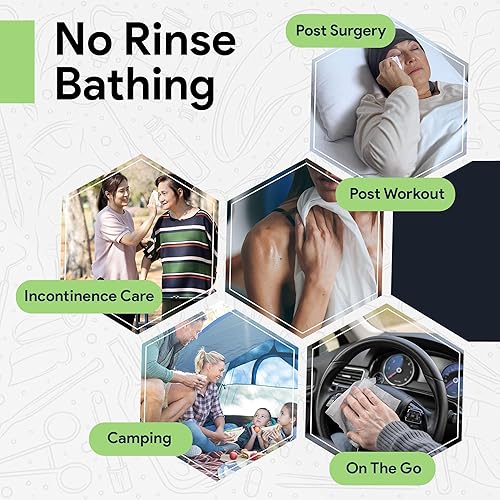 Miniatura 4 de FifthPulse Toallitas desechables para adultos, 80 unidades, 8 x 12 pulgadas, aloe y lanolina, sin alcohol, sin enjuague