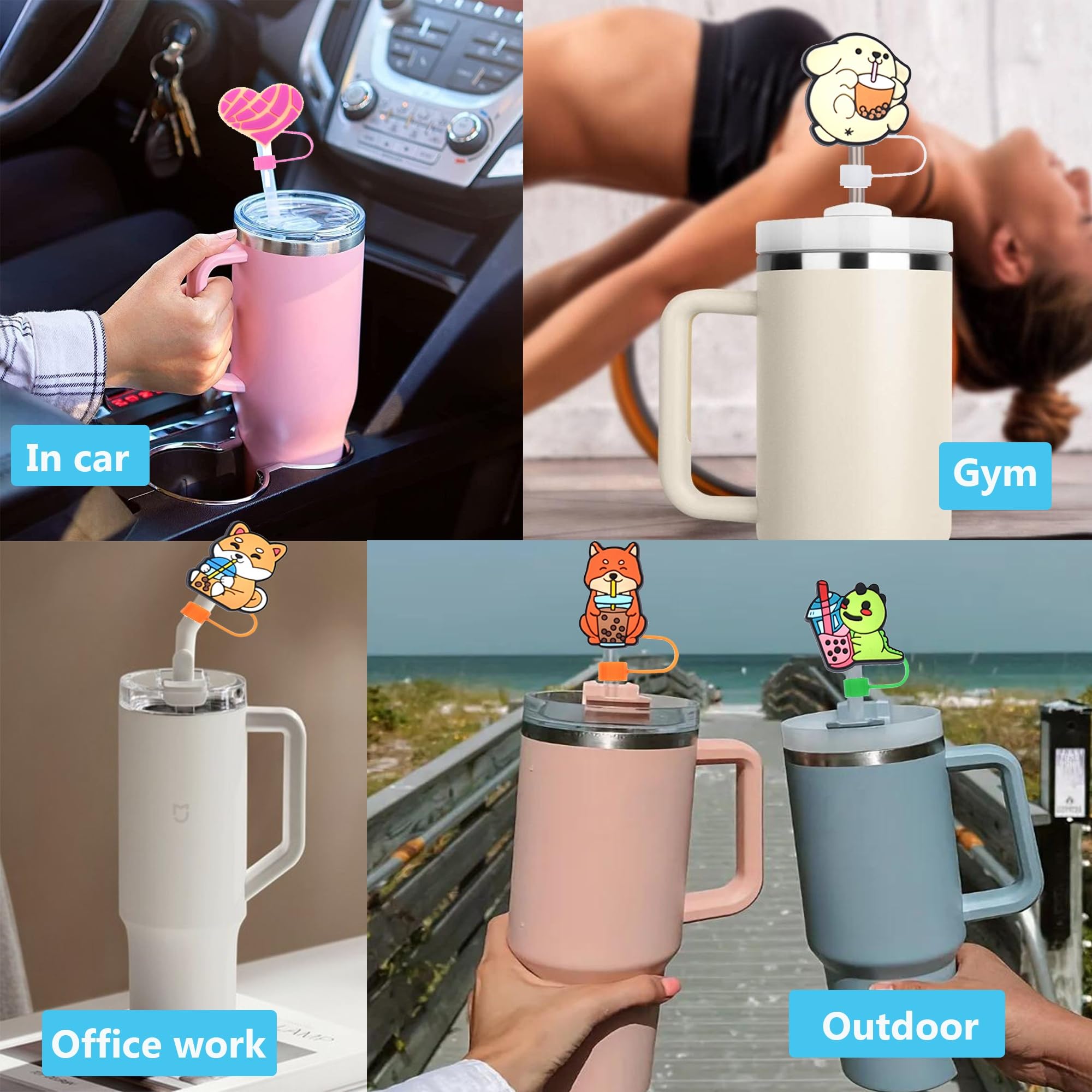 Yaveron Lot De 20 Couvercles De Paille Différents Aléatoires Pour Stanley 12000 Ml - Embouts De Paille Réutilisables Pour Pailles De 1 Cm - Accessoires De Tasse Stanley - 20240226-10 Mm