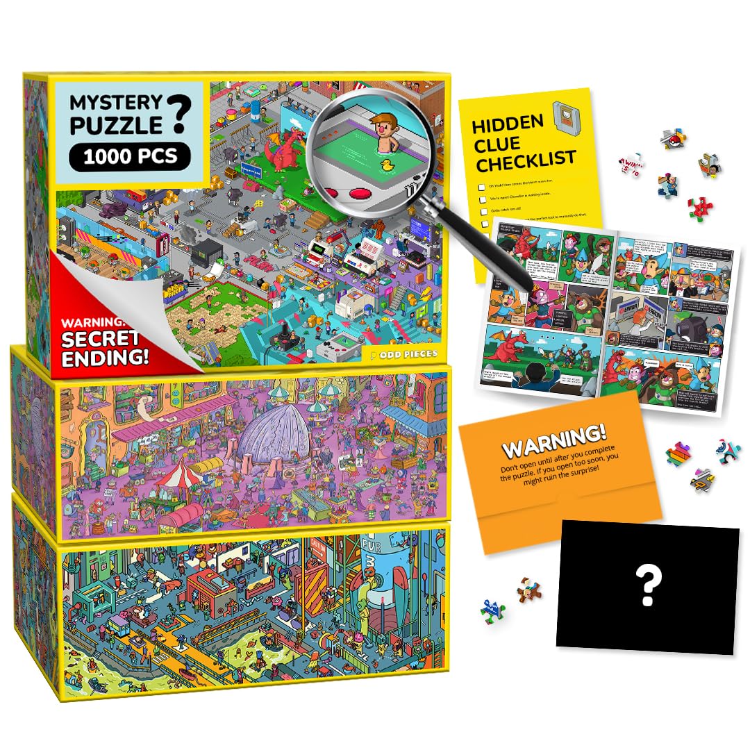 Odd Pieces Jigsaw Puzzles 1000 Pieces - Magic Mystery Story Secret Ending Puzzle - Perfect Family Game Night for Adults & Kids - Gift Idea Unique Challenging Puzzle (Series 2)