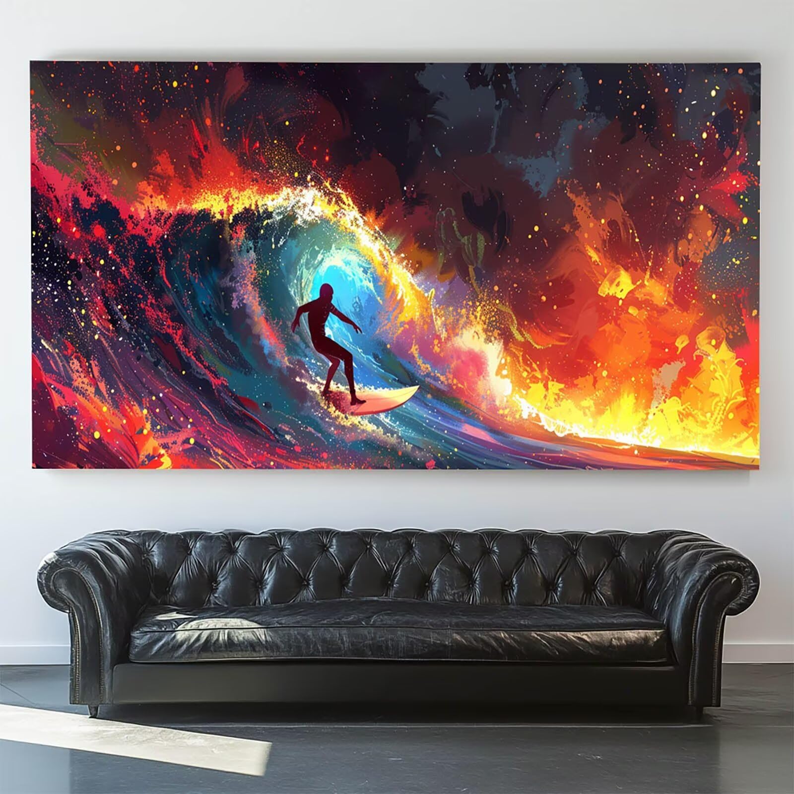 Pintar por Numeros Adultos Olas, Pintar por Numeros Niños Kit Manualidades Adultos Mar Cuadros para Pintar por Numeros Pintura Acrílico, Cuadros Decoracion Salon Modernos, Regalo Mujer 80X160cm 7w-4-9