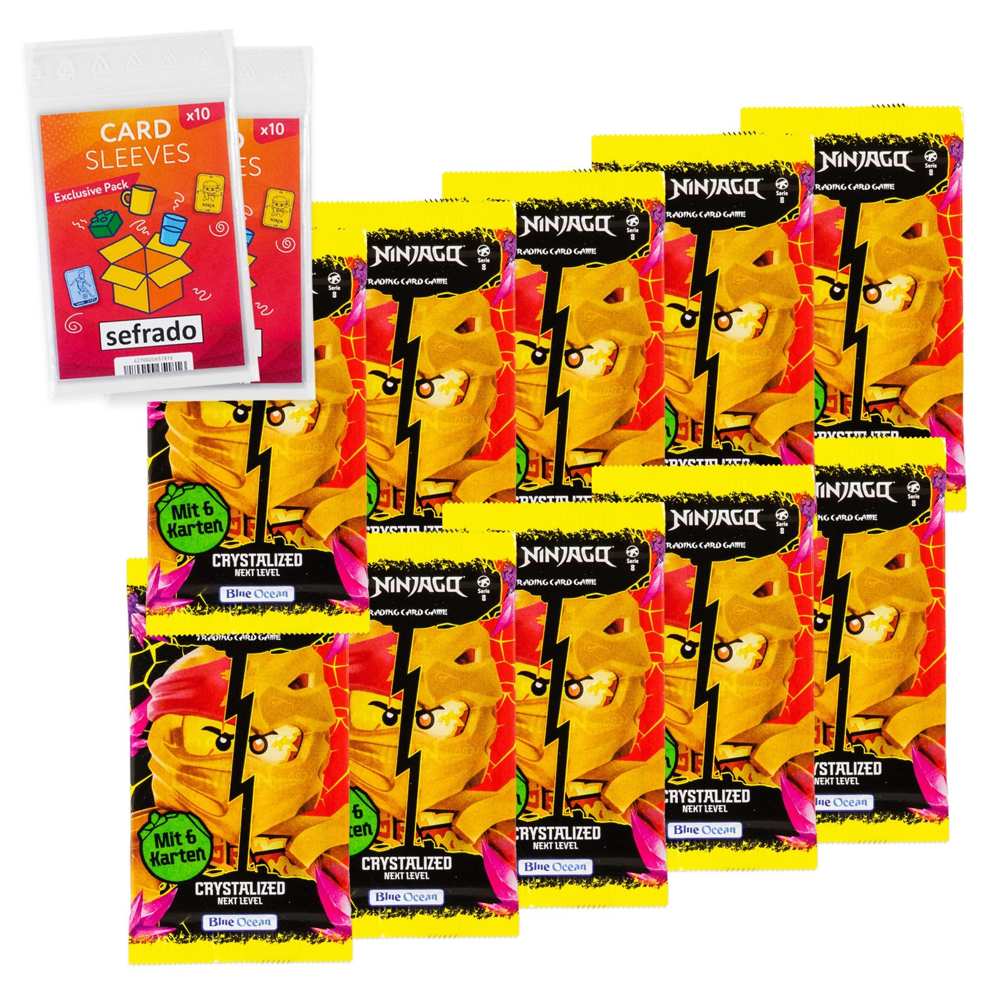 Bundle Exclusive Hüllen kompatibel mit Blue Ocean Ninjago Sammelmappe leer + 10 Booster Serie 8 Next Level Trading Card Game 2023