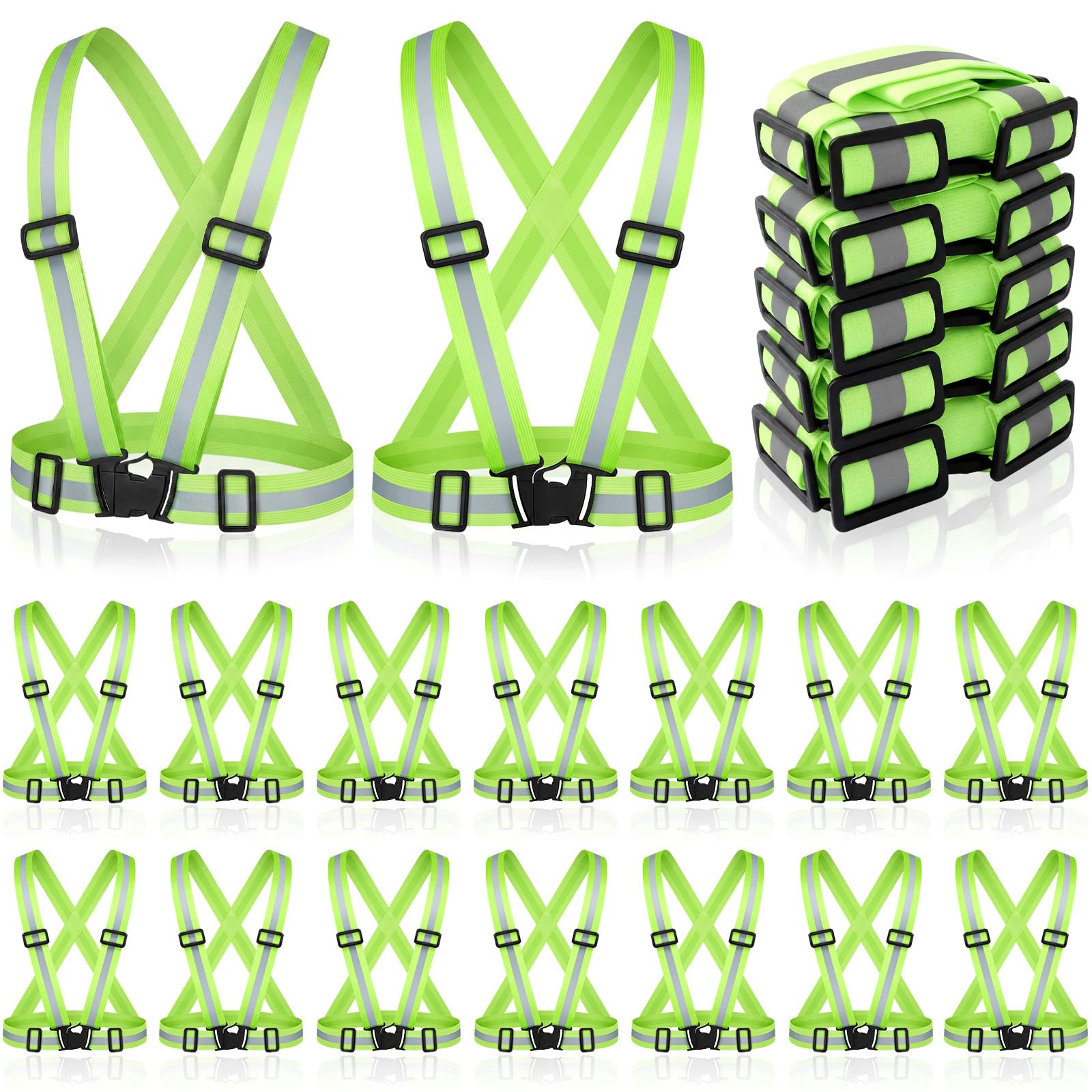 Hercicy Reflective Running Vest Reflective Running Shirt with Safety Straps High Visibility Construction Vest for Night Cycling Hiking Jogging Dog Walking