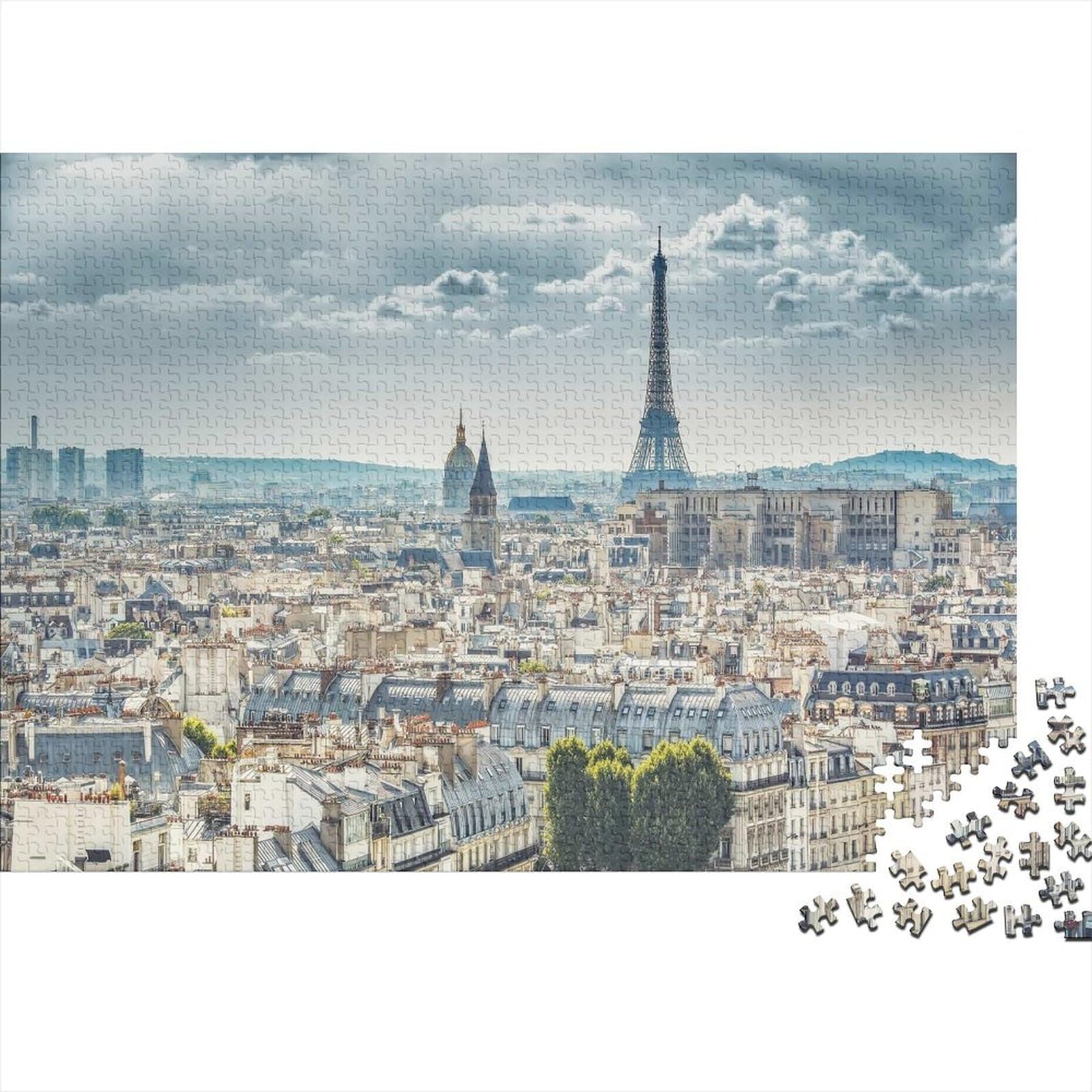 Eiffel Tower Jigsaw Puzzles 1000Pc Recycled Material French Paris Puzzles for Elderly Puzzle Game Props Interesting Family Game Props for Adults 70x50cm/1000pcs
