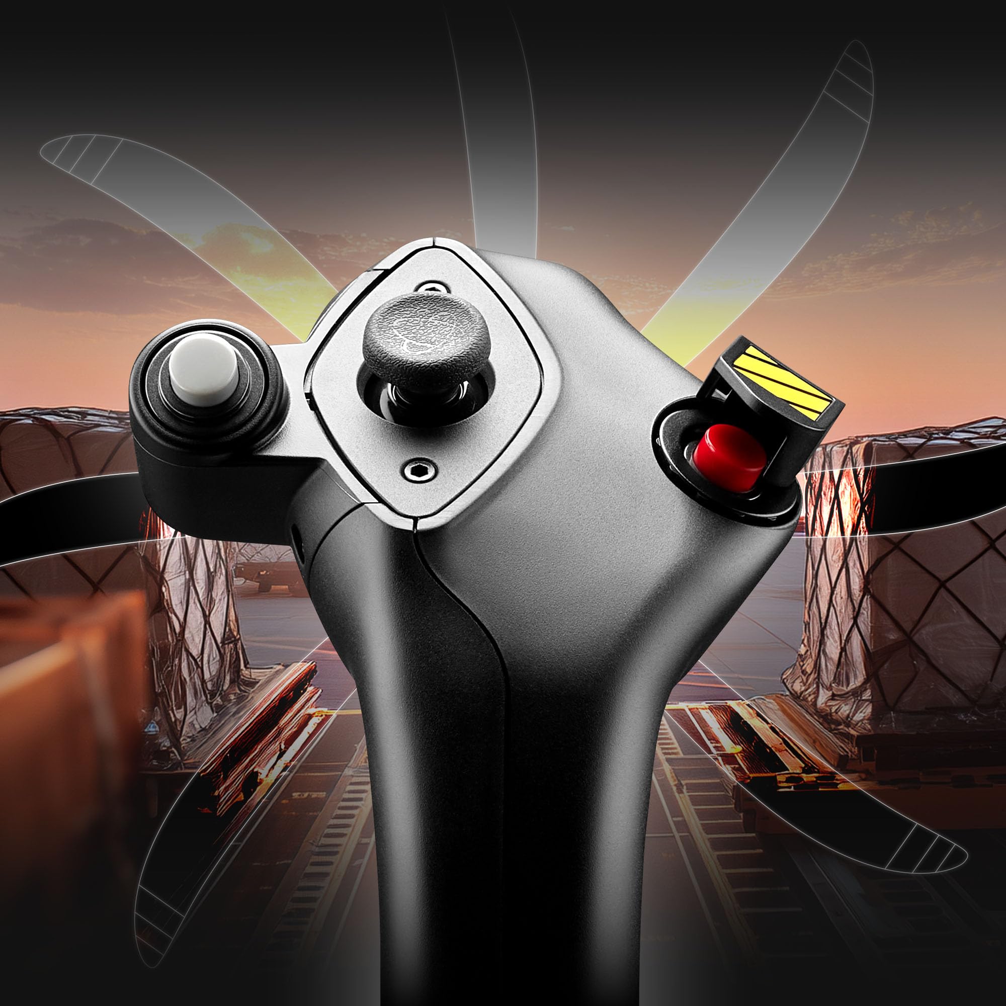Thrustmaster Airbus Add-On Grip - Grip Oficial A300 y A400M | Réplica oficial 1:1, configuraciones A300/A400M, sensores H.E.A.R.T., 5 botones, gatillo dual y bloqueo de timón