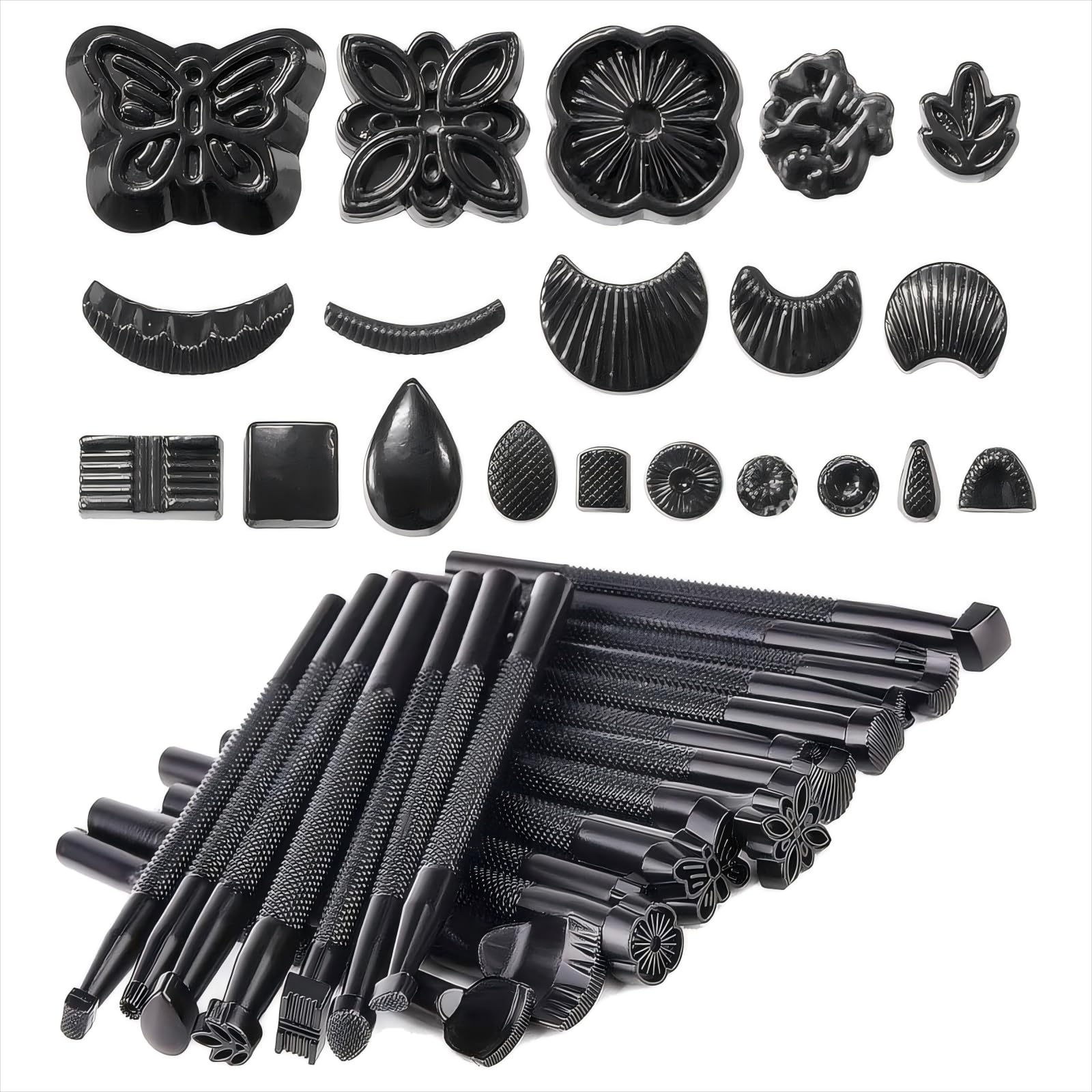 Outils de poinçonnage pour cuir avec différentes formes de tampons noirs pour loisirs DIY