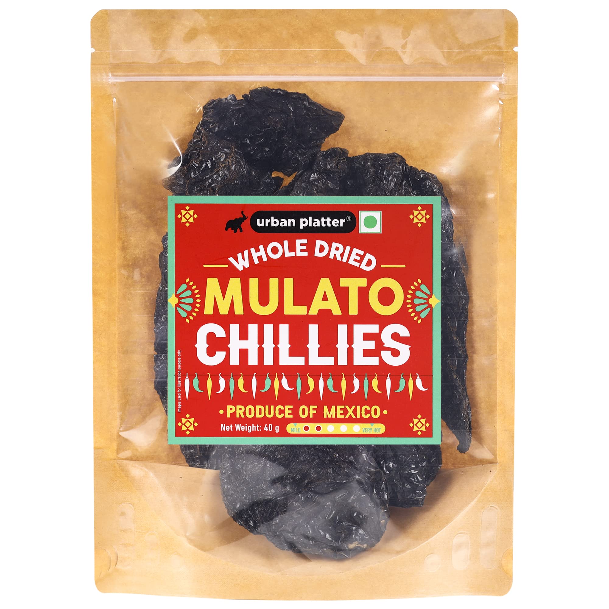 Urban Platter Whole Dried Mulato Chillies, 40 grams (Mexican Chilli, Medium Spicy, Use in sauces, marinades, as a Condiment)