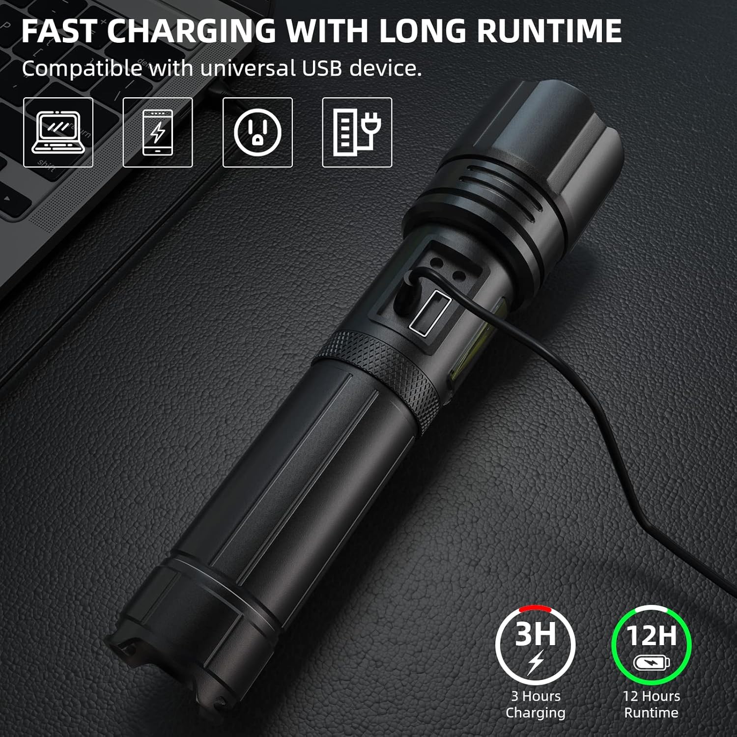 azamine Flashlights High Lumens Rechargeable - 990000 Lumen Super Bright LED Flashlight 7 Modes with COB Work Light, IPX7 Waterproof Handheld Flash Light for Home, Camping, Hiking