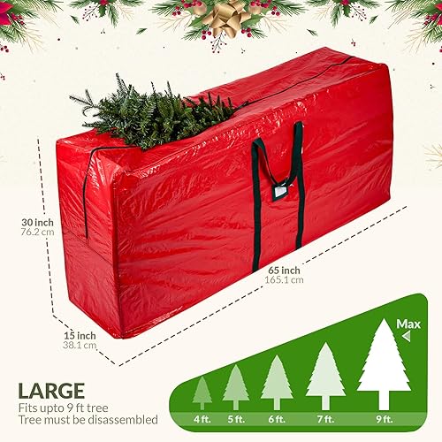 Miniatura 10 de Bolsa de almacenamiento para árbol de Navidad, se adapta a árboles artificiales desmontados de hasta 9 pies, asas duraderas con lona Oxford 600D a