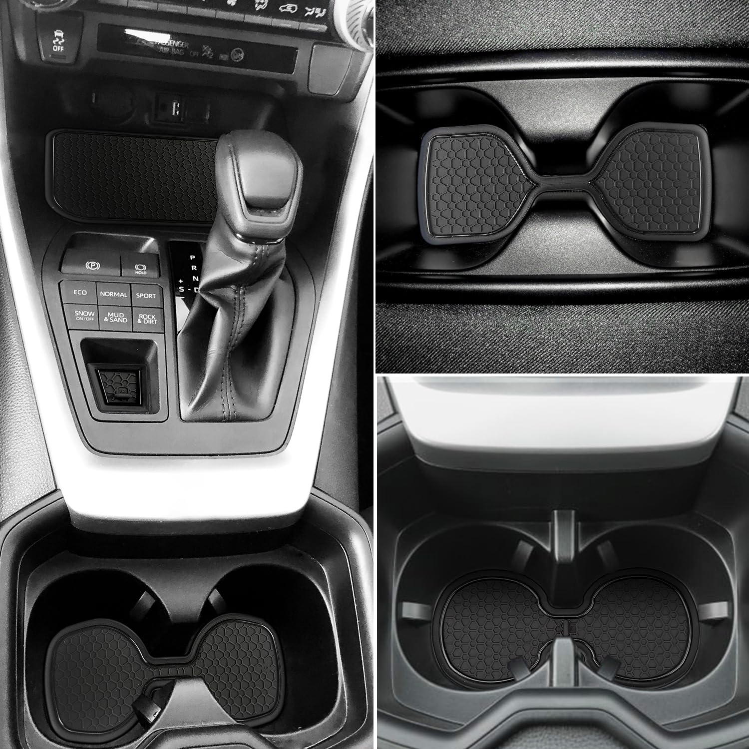 Auovo Anti Dust Mats for Toyota RAV4 Accessories 2022 2019-2021 Custom Car Cup Holder Insert Liner Coaster Center Console Door Pads (13pcs/Set)(Solid Black)