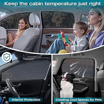 ZATOOTO Car Window Shades, Breathable Mesh UV Heat Protection | Car Window Covers Baby,Universal Fit for Most Vehicles, Easy Magnetic Installation, Perfect for Camping Travel Napping