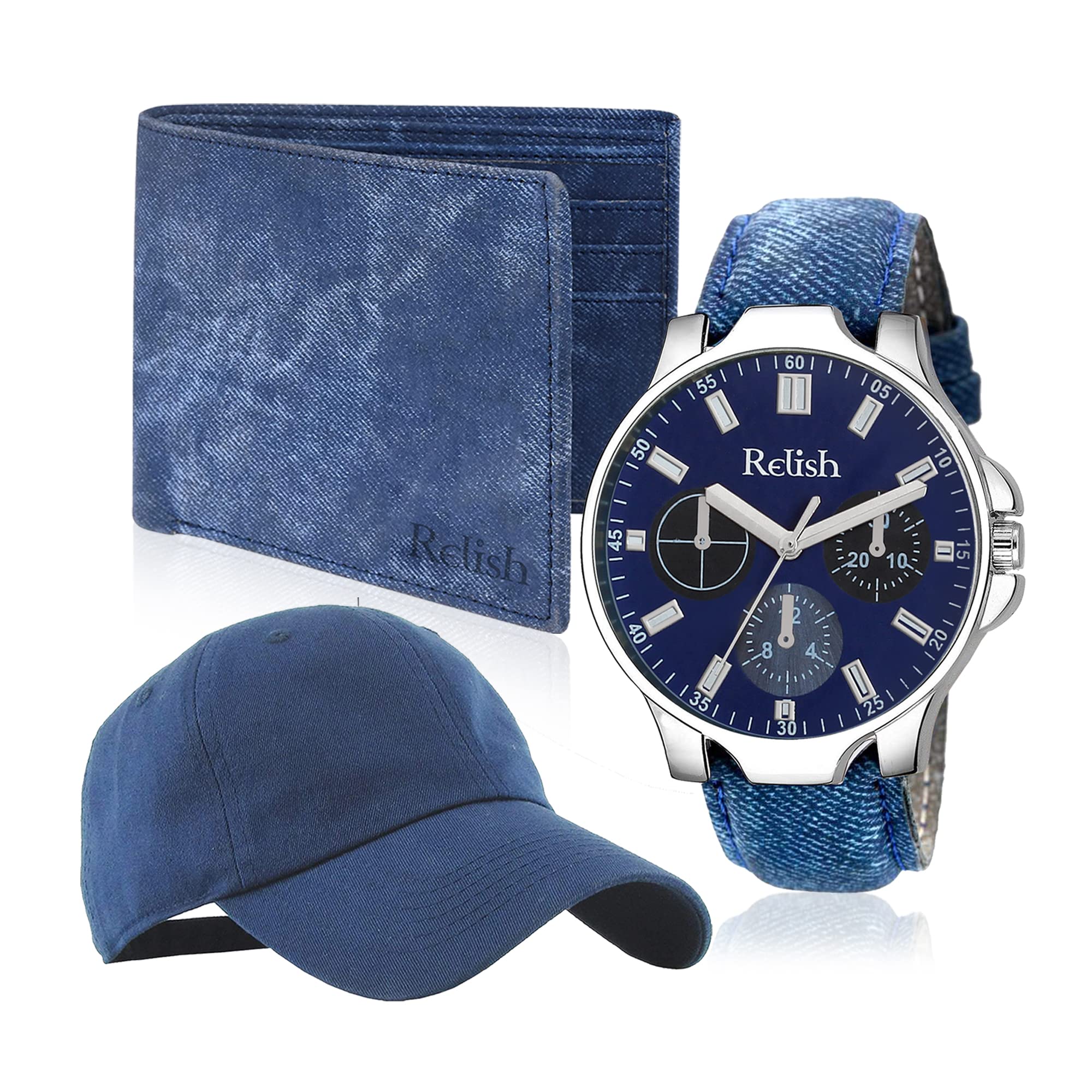 Relish Denim Analogue Mens, Boys Watch, Cap & Wallet Gifts Combo for Mens | Diwali Gift | Gift for Mens (B09JP8TTTJ) Amazon Price History, Amazon Price Tracker