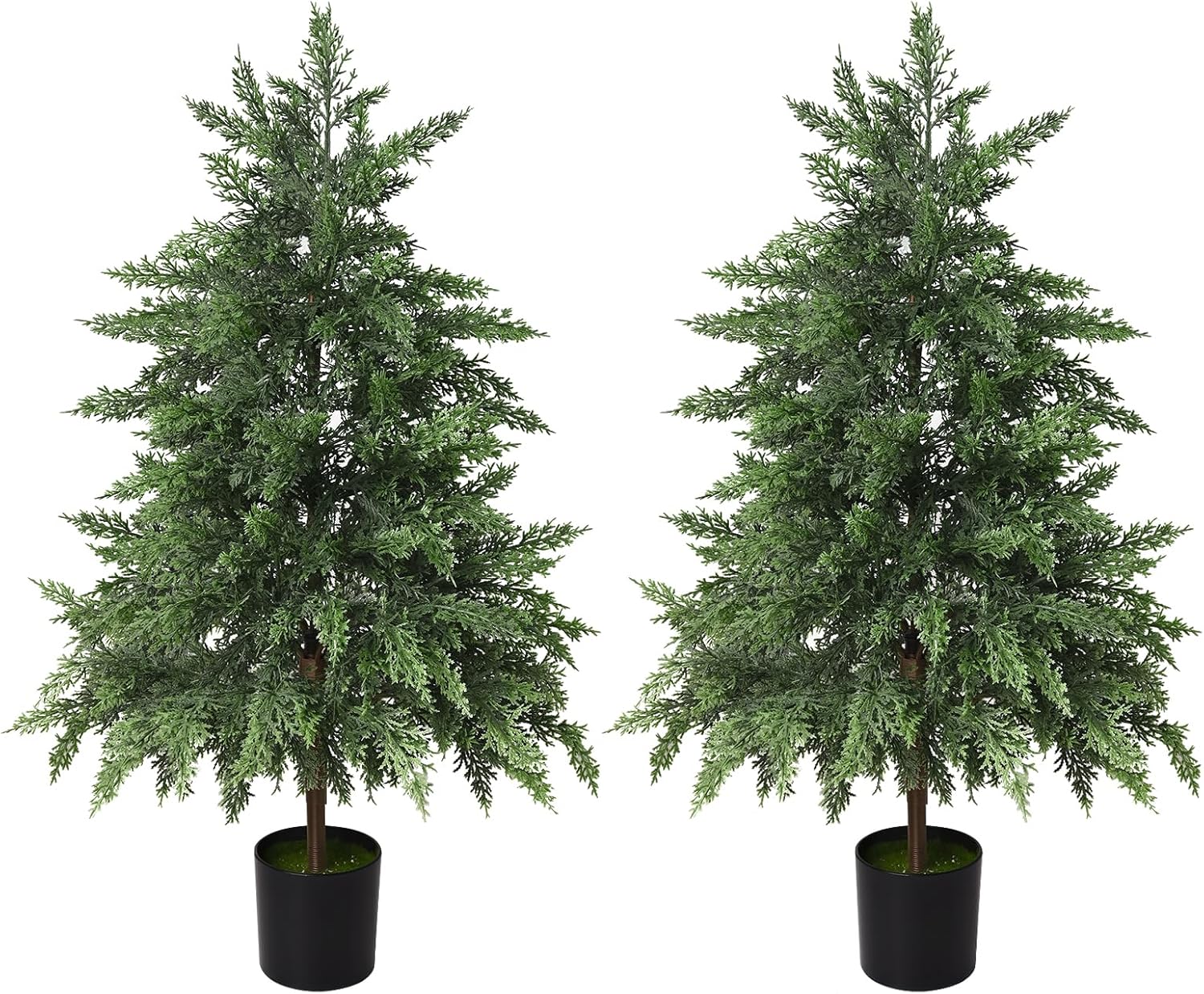 3FT Artificial Christmas Cedar Tree for Outdoor Front Porch Decor, Real Touch Christmas Topiary, Realistic Potted Fake Faux Tree Plants for Indoor Garden Holiday Winter Decoration 3ft Cedar Tree