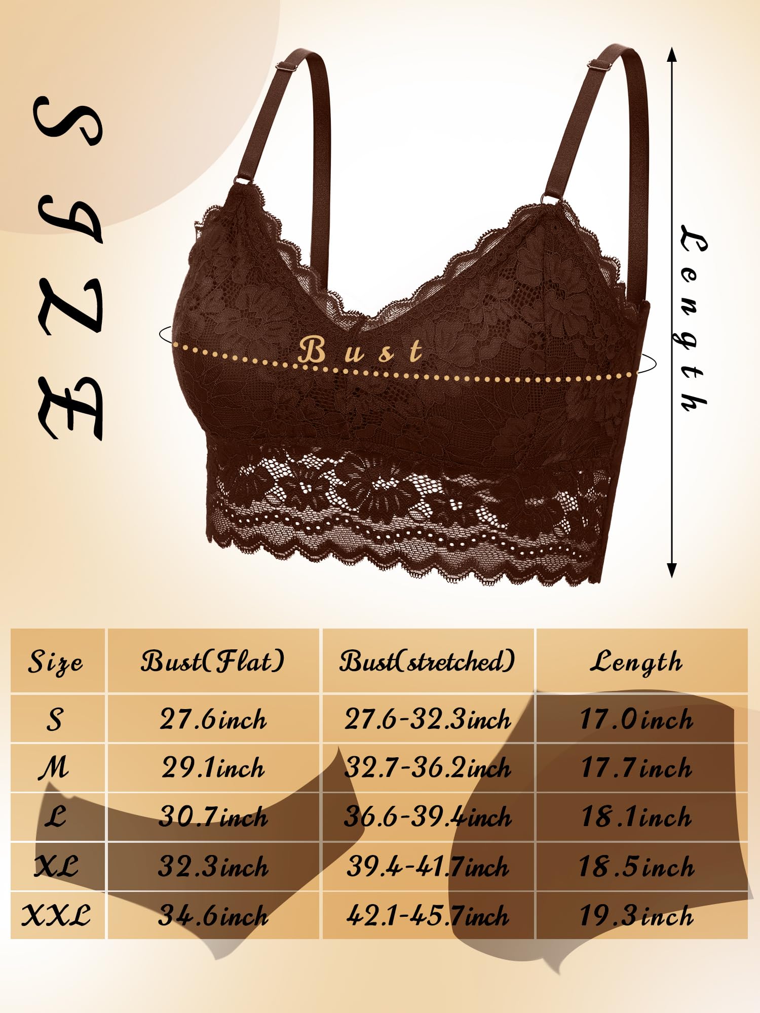 Geyoga 6er Pack Bralette Damen Spitze Sports Bra BH Damen ohne Bügel 6 Farben