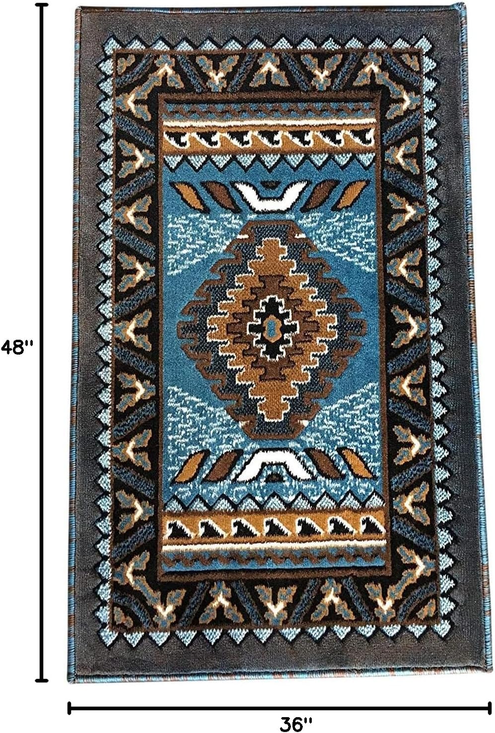 Southwest Native American Doorway Mat Area Rug Blue & Brown Design D143 (2 feet X 3 feet 4 inches)