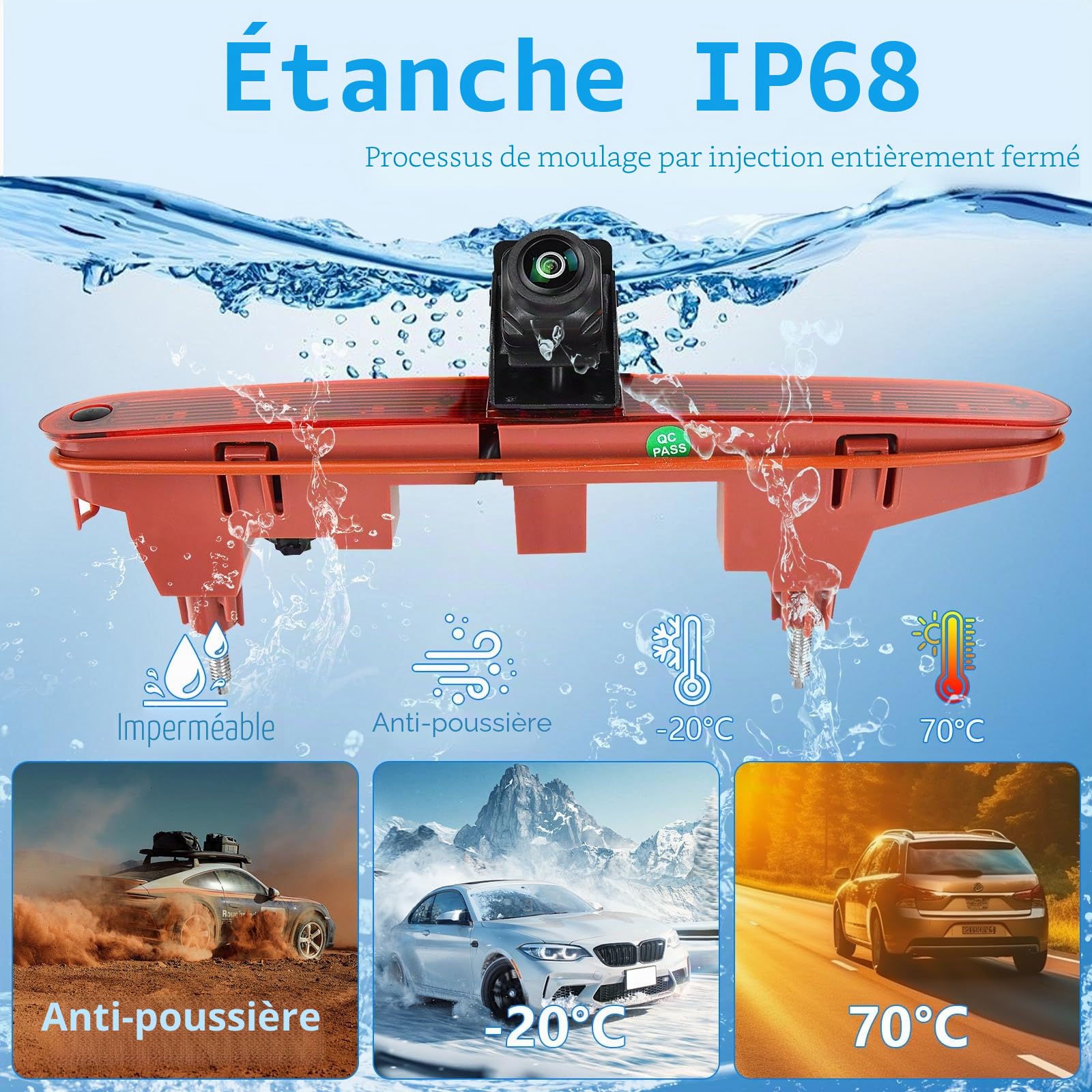 Automovite Caméra de recul HD pour Citroën Berlingo Peugeot Partner Opel Combo E Toyota ProAce City avec écran miroir de 17,4 cm (kit de support # 1,5)