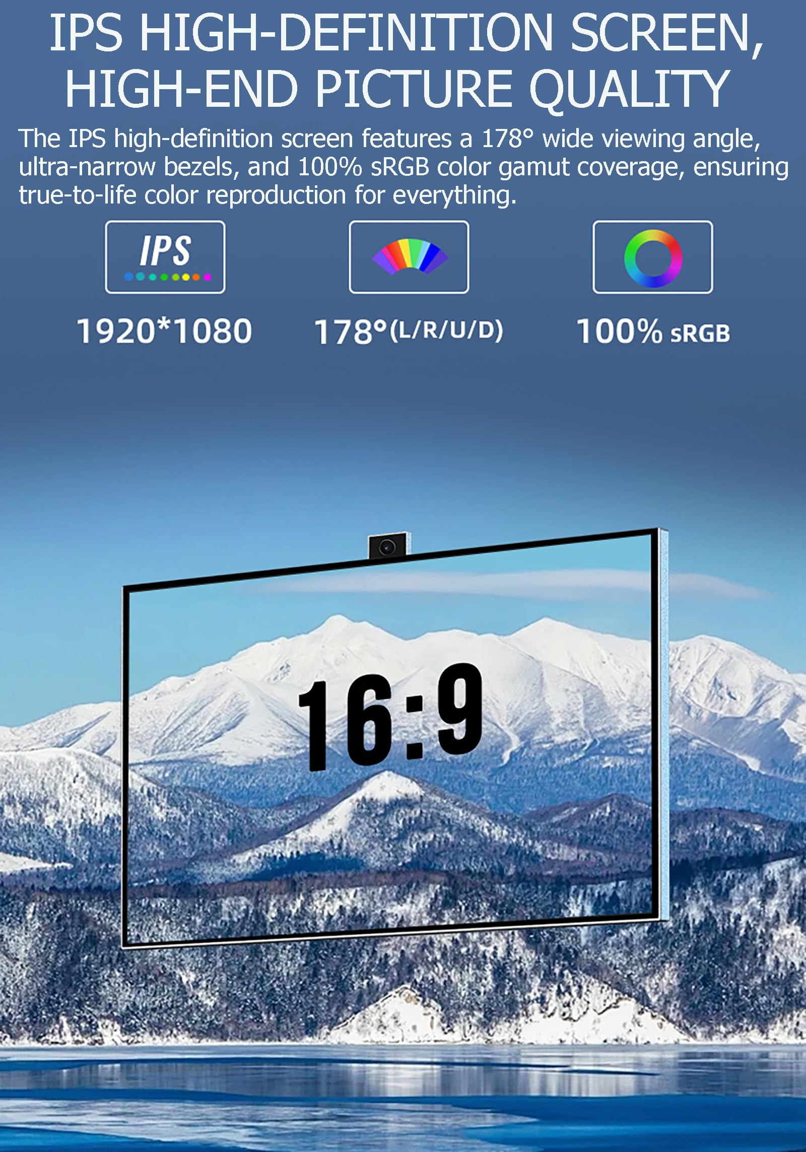Smart TV Portatile Touchscreen da 27 Pollici con Supporto, Smart TV Mobile, Monitor Touchscreen 1080p, 6 GB di RAM + 128 GB di Memoria Interna, Girevole Completamente White