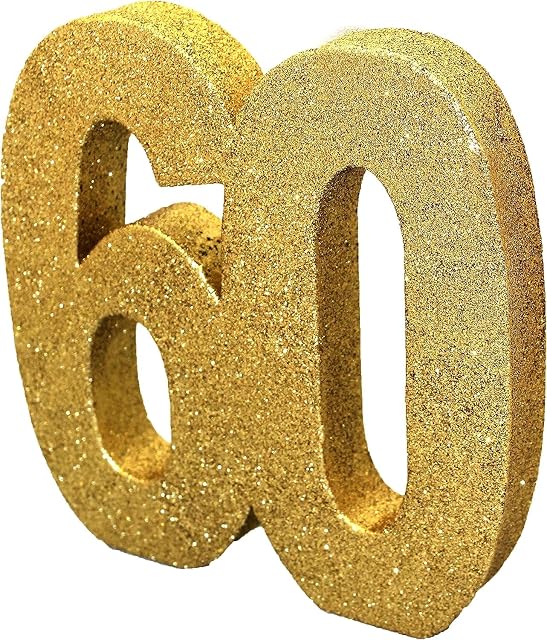 Number 60 Glitter Table Decoration Gold