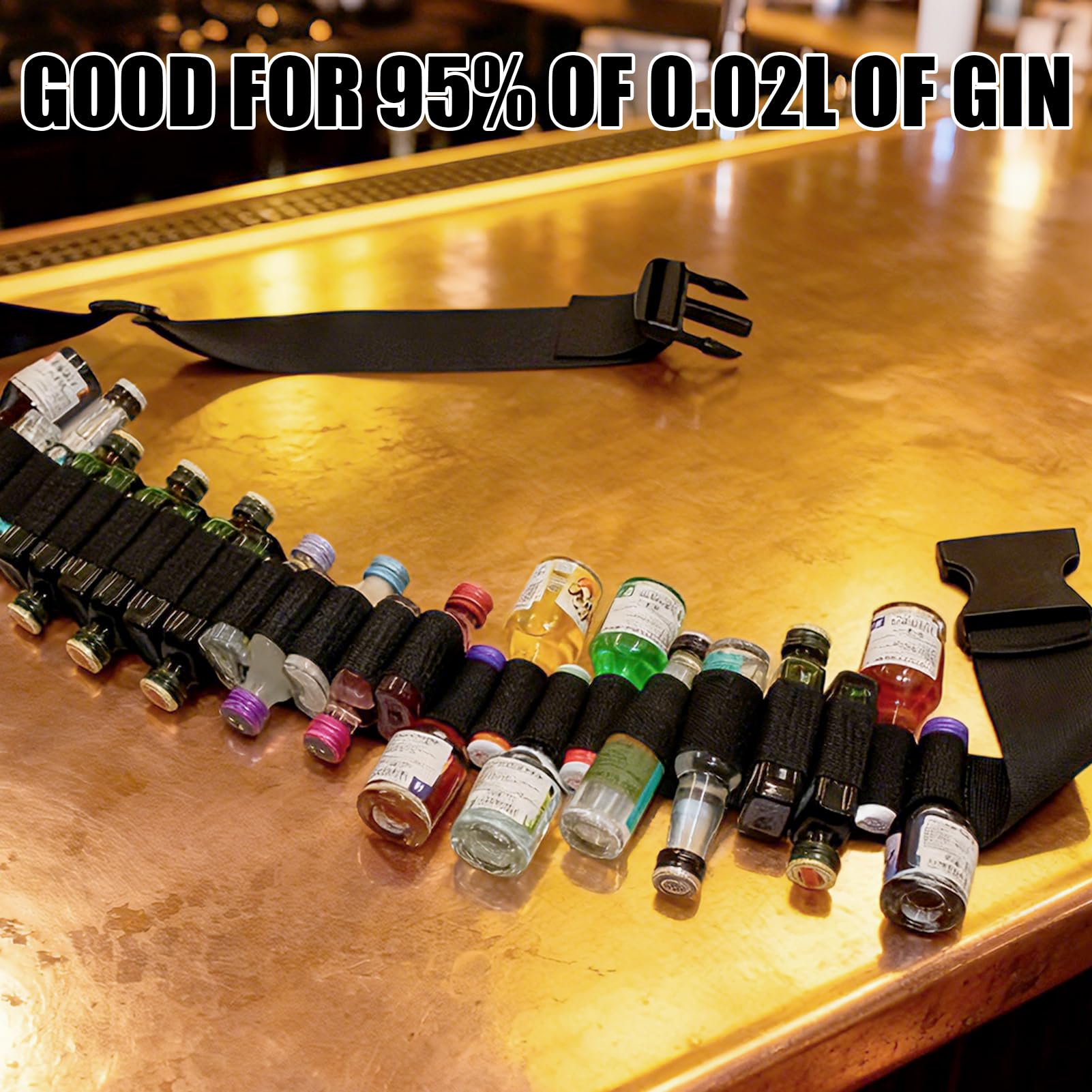 Klopfer Gürtel Nylon Cinturón de Cerveza,Cinturón de Aldaba,Cinturóns de Licor,Soporte para cinturóns de chupito Nailon,148 CM Ajustable,50 Orificios,para Carnaval