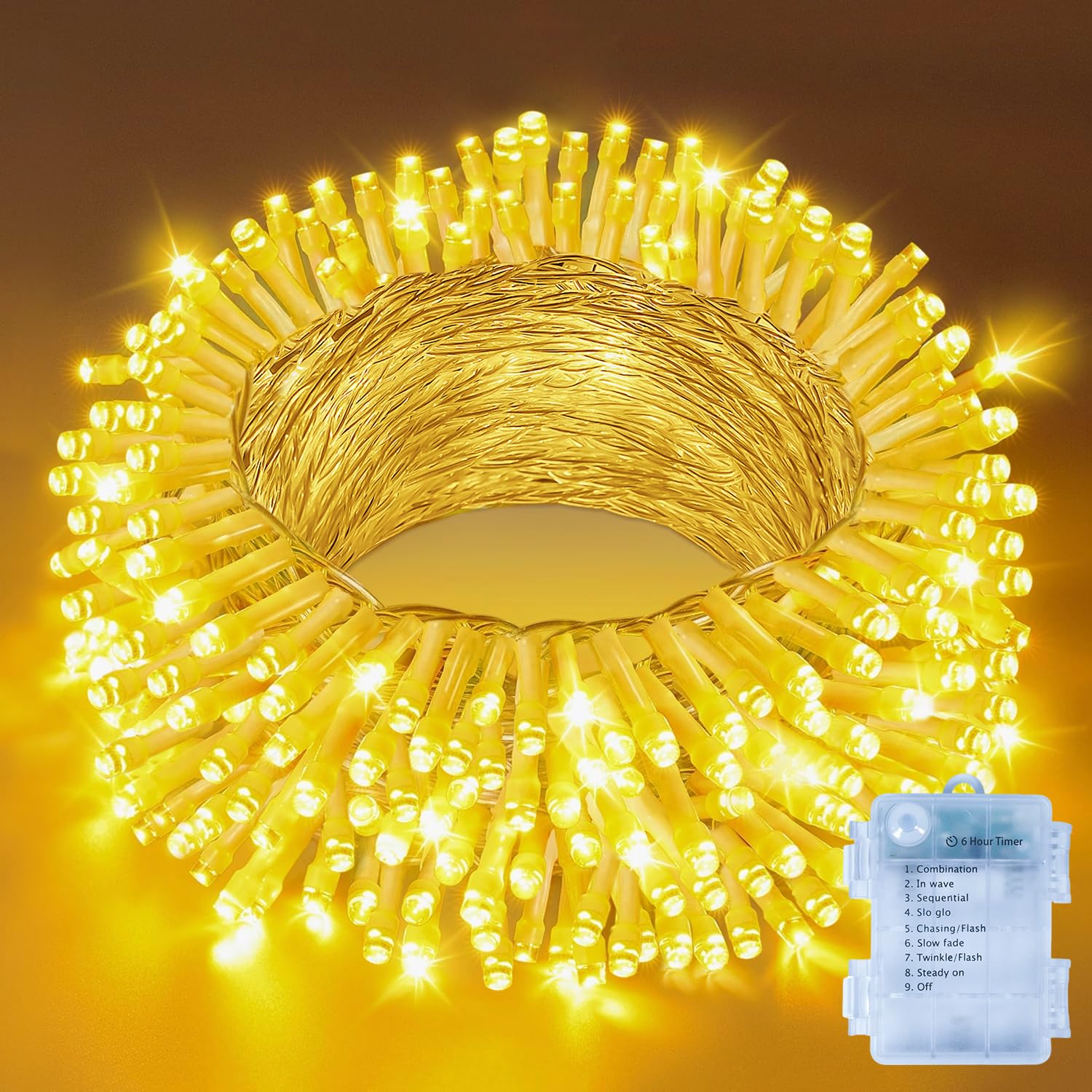 Lichterkette Außen Batterie 10 m 100 LEDs Warmweiß, 8 Modi, Timer, IP44 – Weihnachtsbeleuchtung für Innen & Außen, Garten, Balkon, Camping – Weihnachtsdeko für Advent, Weihnachten, Hochzeit, Party