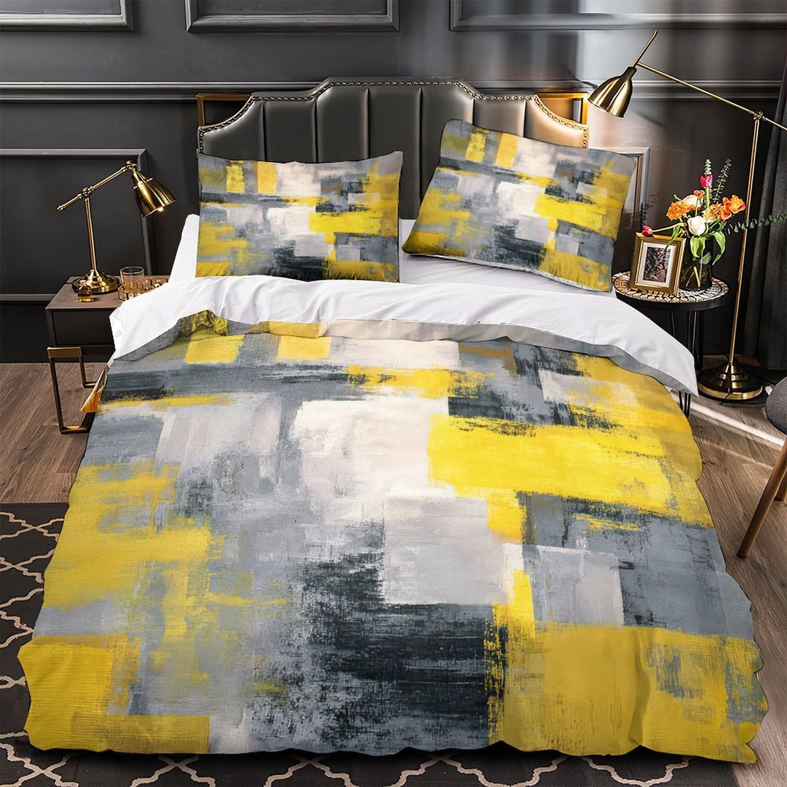 Housse de couette abstrait jaune pour illuminer la chambre d'un enfant