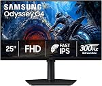Samsung 25" Odyssey G4 Series FHD Gaming Monitor, IPS Flat Panel, 300Hz, 1ms, G-Sync Compatible, AMD FreeSync Premium, HDR10, DisplayPort, HDMI, Fully Adjustable Stand, LS25HG402ENXZA