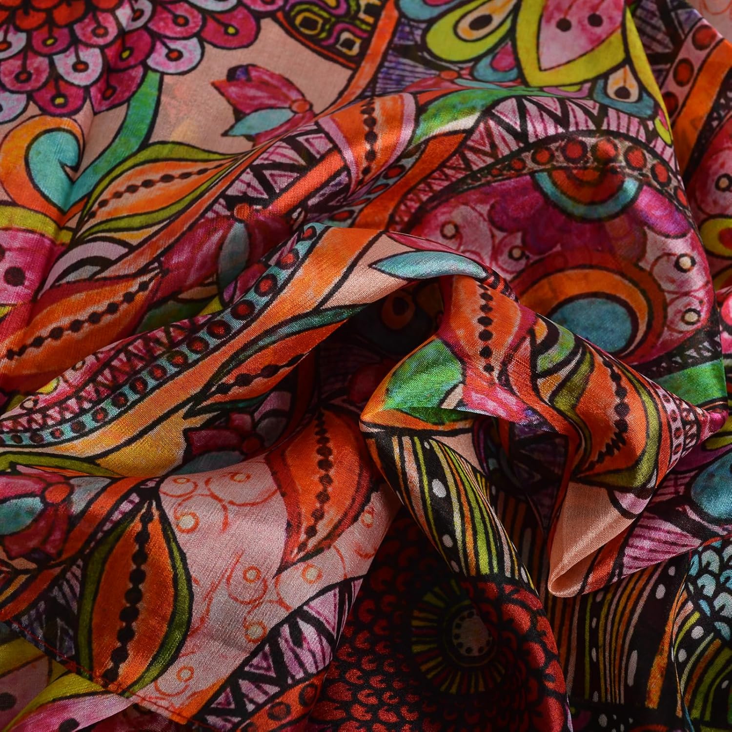 Women's 100% Mulberry Silk Scarf Lightweight Long Floral Print Neck Scarf, Beach Wrap & Travel Photography Shawl Gift - Image 8