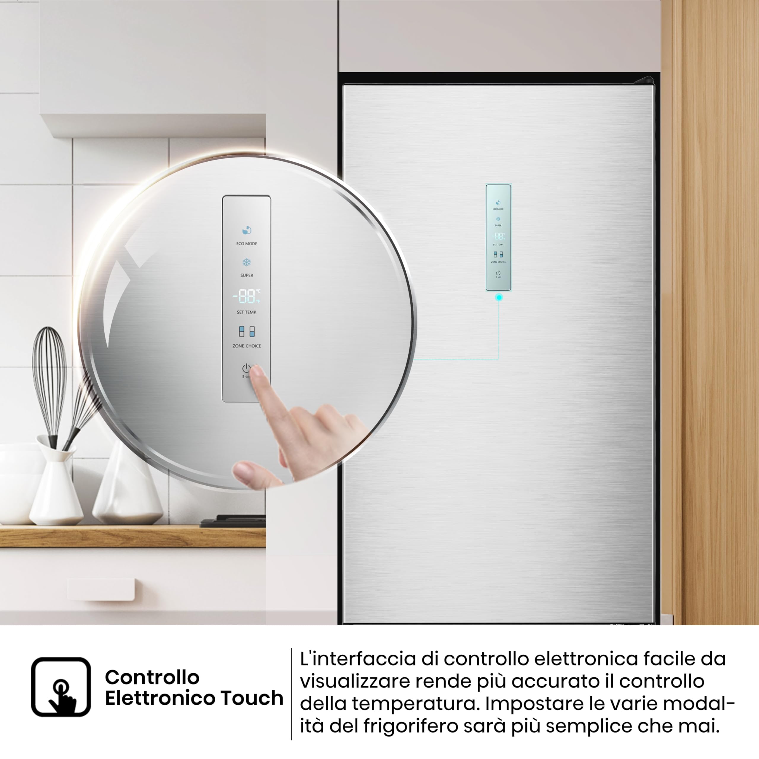 Hisense RB390N4CCD1 Frigorifero Combinato Total No Frost, Inox, 1.86x60cm, Classe D, 304L