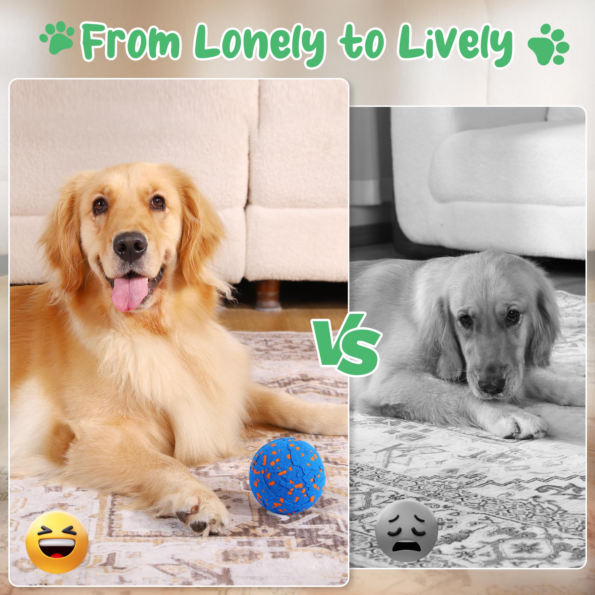 Giocattoli interattivi intelligenti per cani, palla vibrante per cani, giocattoli da masticare per cani, palline per cani, guscio a prova di masticazione, movimento automatico, rimbalzo