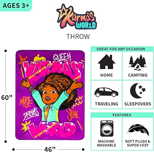 Miniatura 3 de Karma's World - Ropa de cama para niños, manta de felpa súper suave, 46 x 60 pulgadas Franco