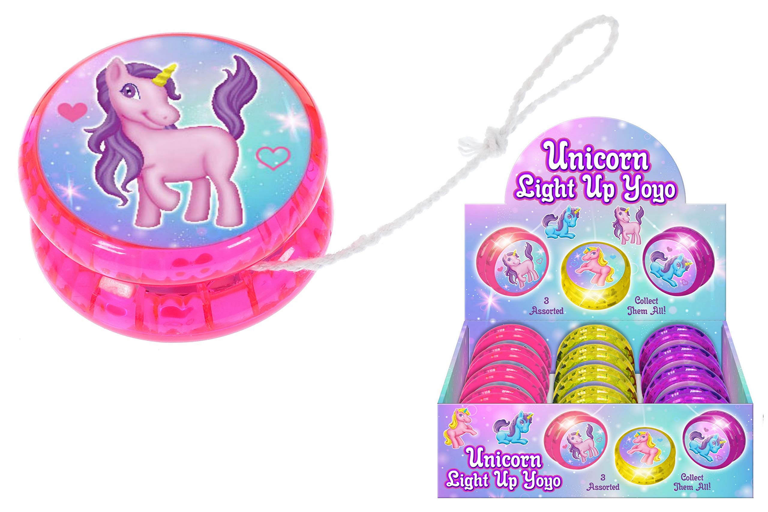 Light Up Unicorns YoYo with Clutch and LED Light Effects, Lights Up When You Spin, Perfect as Party Bag Fillers, Sensory Stress Relief Yo Yo Toys Autism Special Needs (1 Pack, Light-Up Unicorn Yo-Yo)