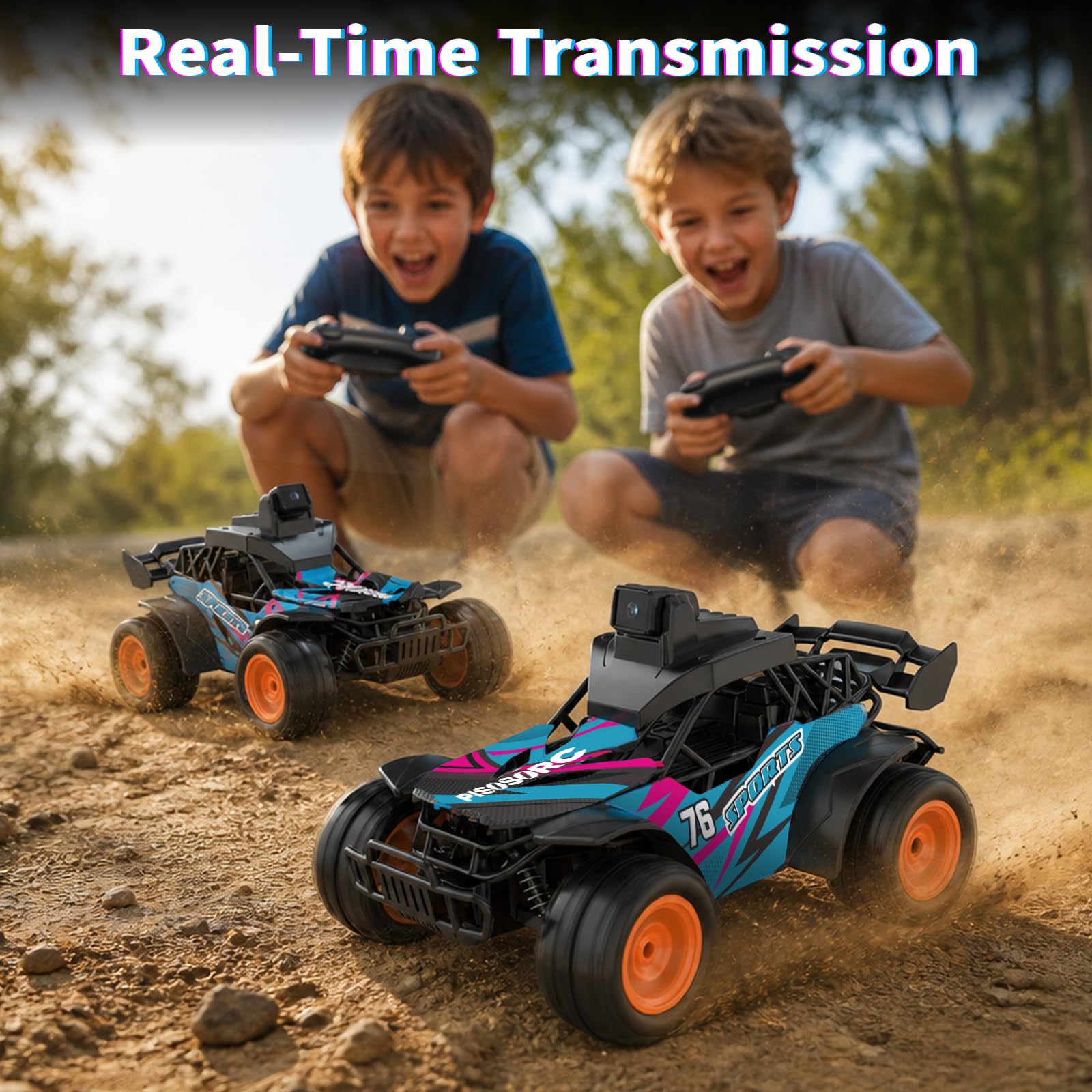 Coche RC con Cámara, 2.4GHz con Pantalla LCD de 2.8" y Cámara Ajustable de 60°, Video en Vivo, Control Dual App/Radio, 2 Velocidades, Recargable para Todoterreno, Regalo para Niños y Adultos