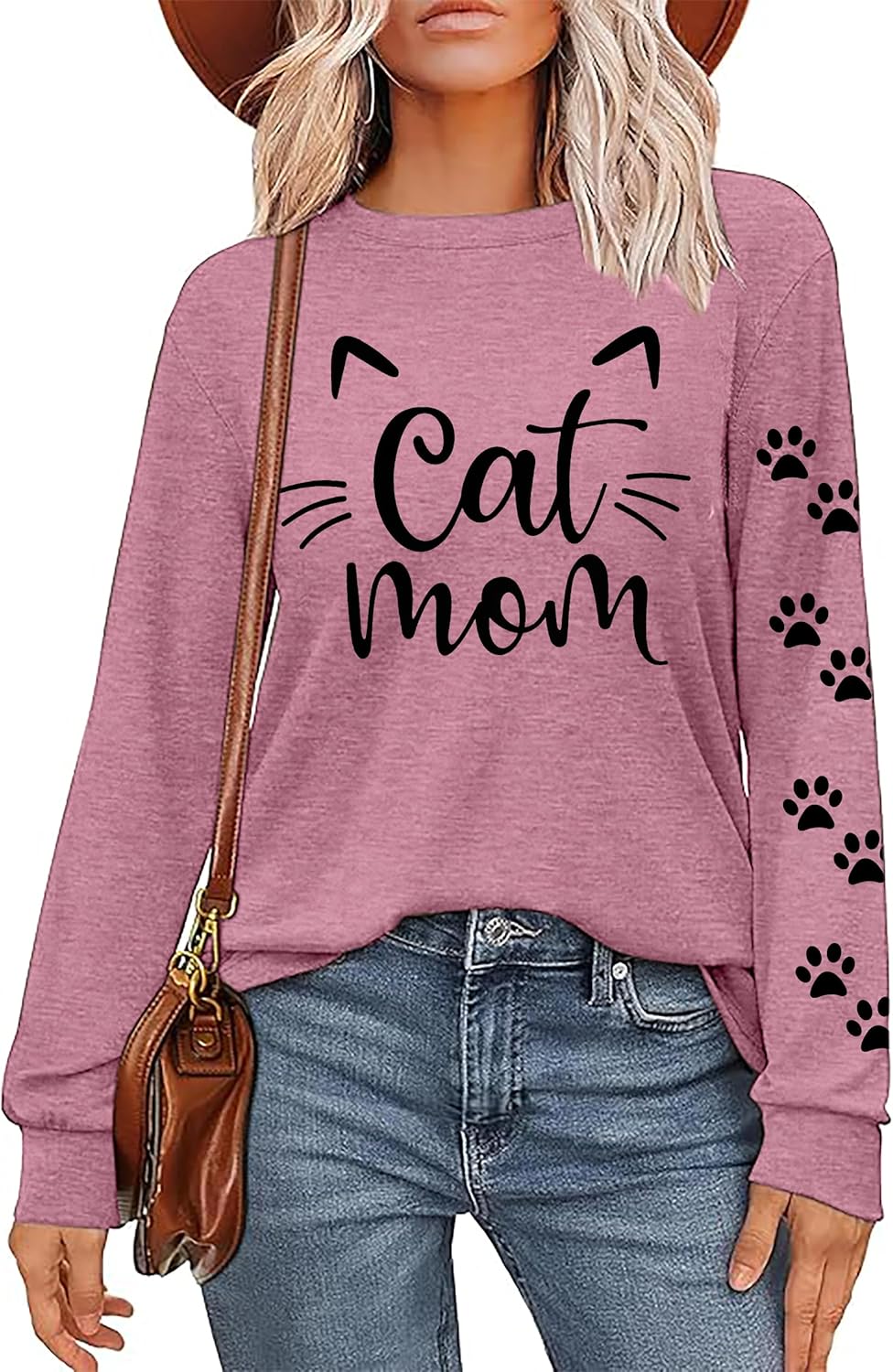 Cat Mom Shirts for Women Cat Mama T-Shirts Pet Lover Gifts Shirts Funny Cat Graphic Tees Shirts Long Sleeve - Image 2
