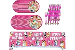 Kids Pink Bluey Birthday Decorations Set
