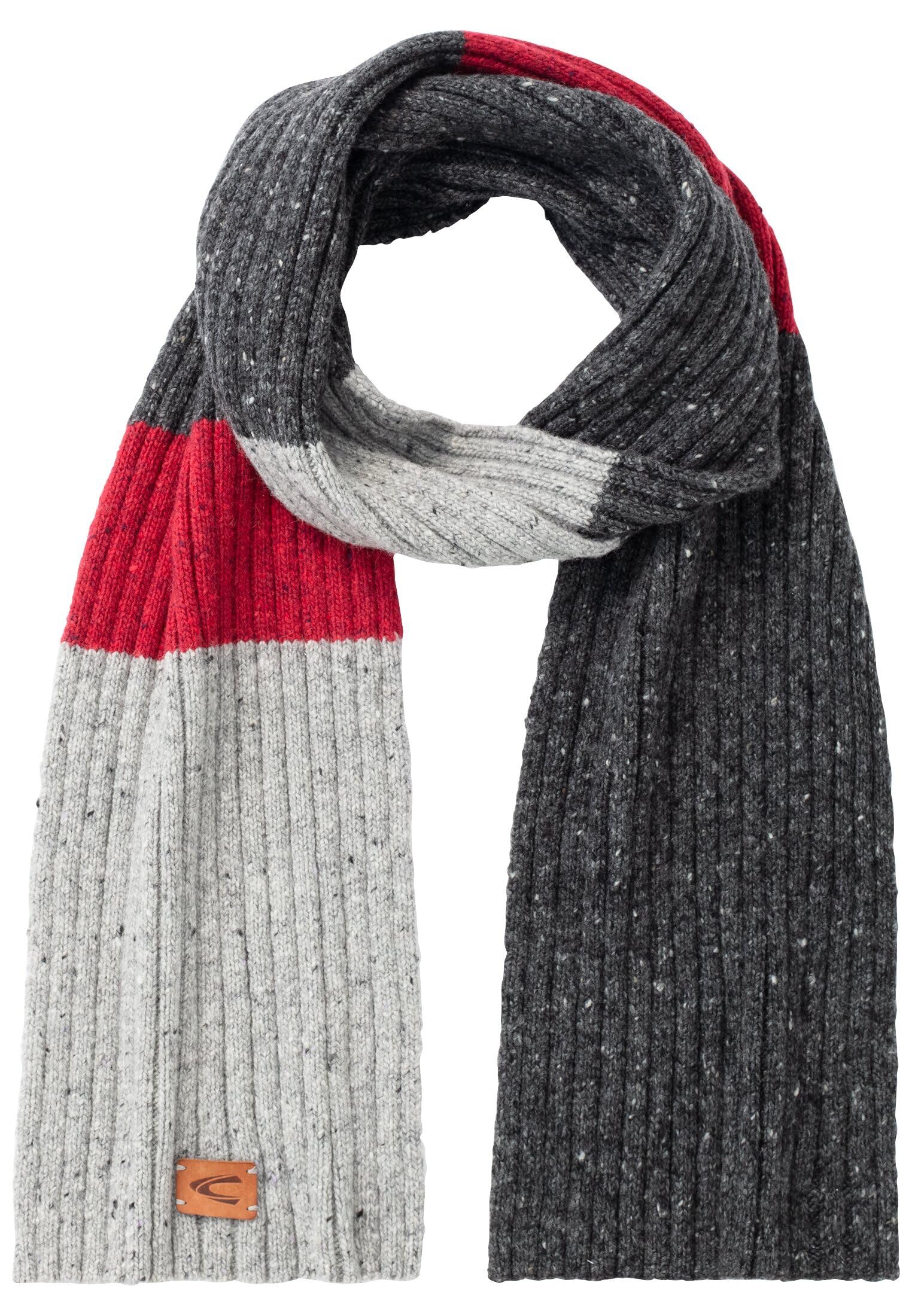 camel active Men's Merino Wool Knitted Scarf, gray, One Size