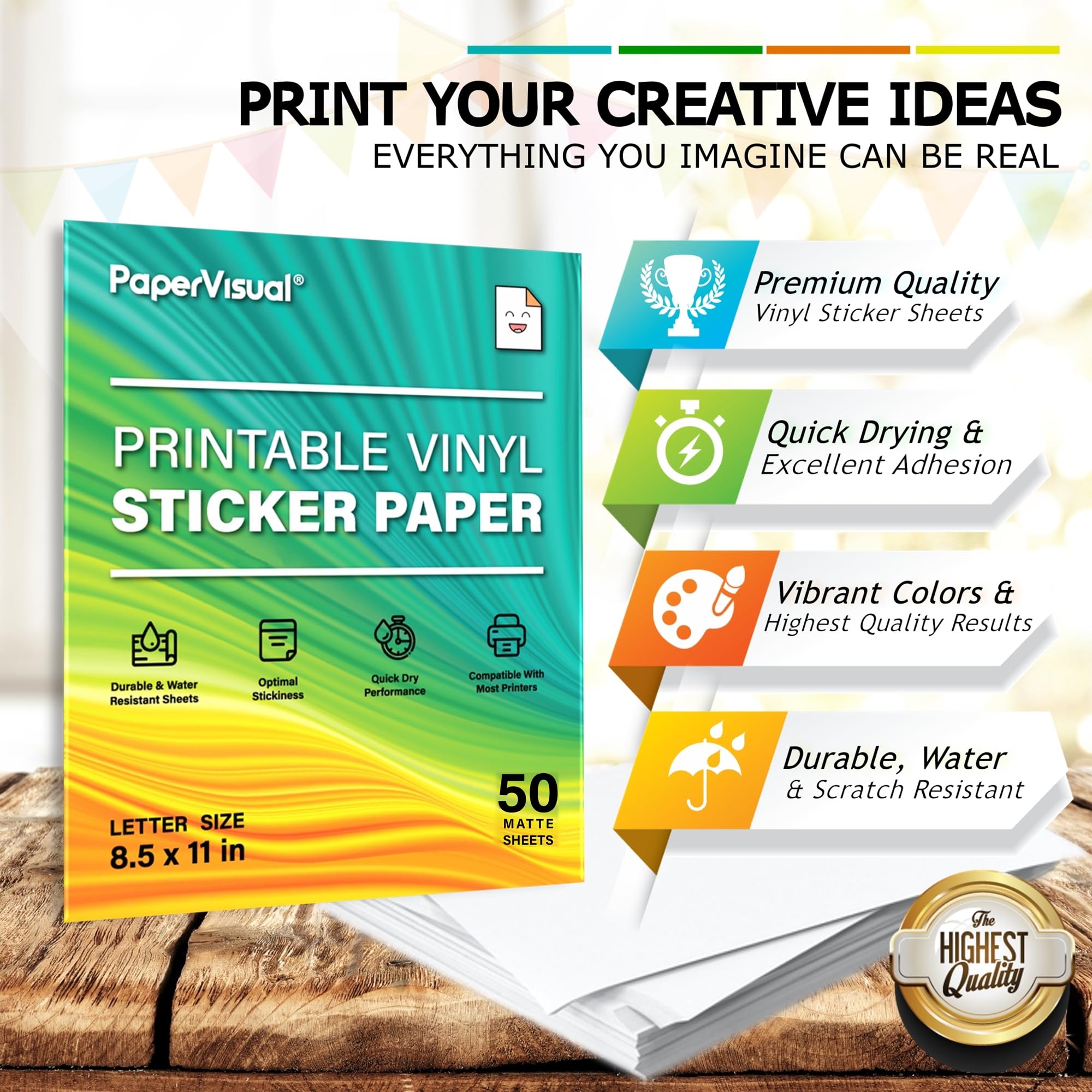 50 papieru do drukowania do drukarki atramentowej, matowy biały wodoodporny papier do drukarki - 20 x 28 cm, gruby, odporny na rozmazywanie, odporny na rozdarcie - kompatybilny z drukarką